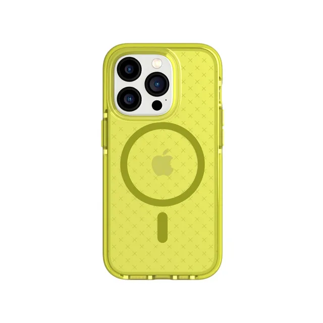 Tech21 EvoCheck iPhone 14 Pro Hülle Acid Yellow MagSafe