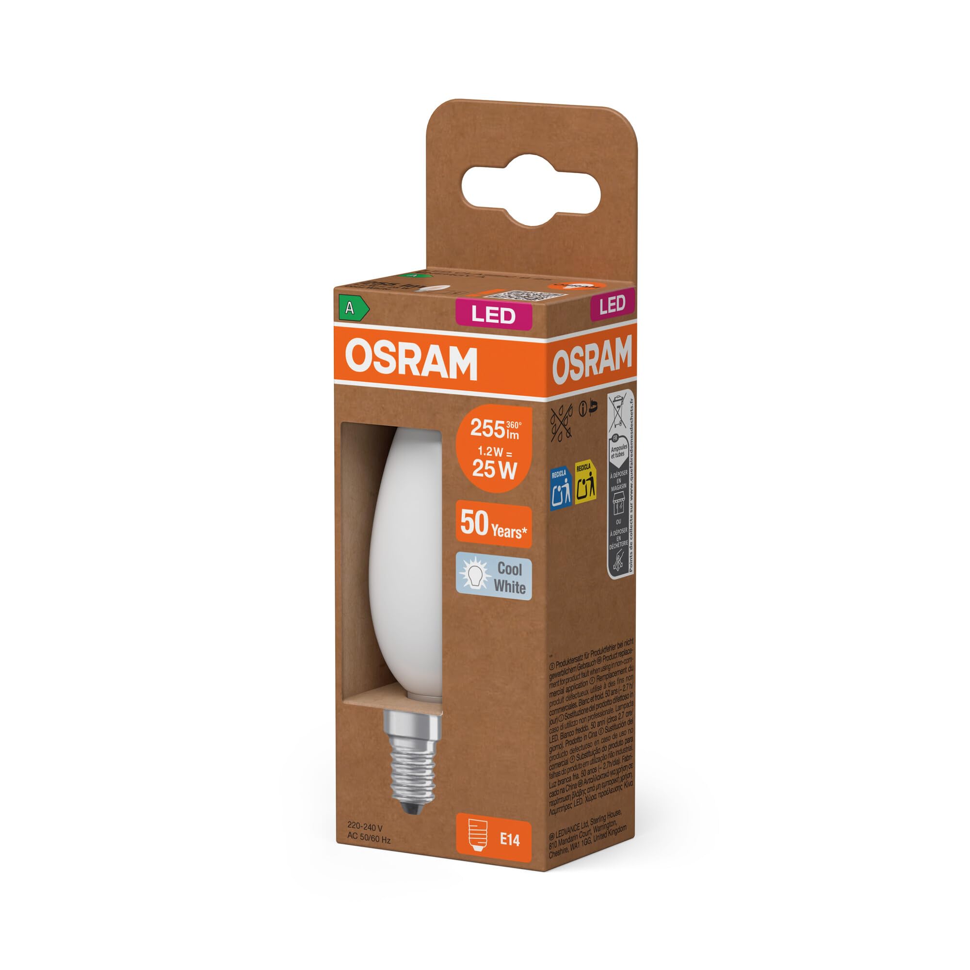 ams OSRAM Smart+ Classic B25 Filament LED Lampe E14 matt Klasse A