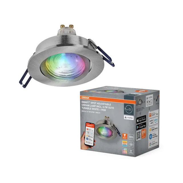ams OSRAM SMART+ GU10 Einbauspot Satin Nickel RGBW