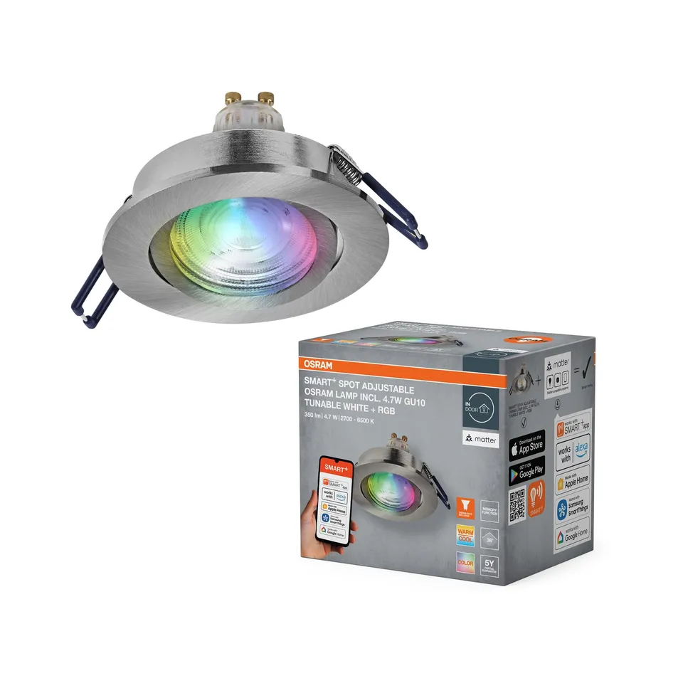 ams OSRAM SMART+ GU10 Einbauspot Satin Nickel RGBW