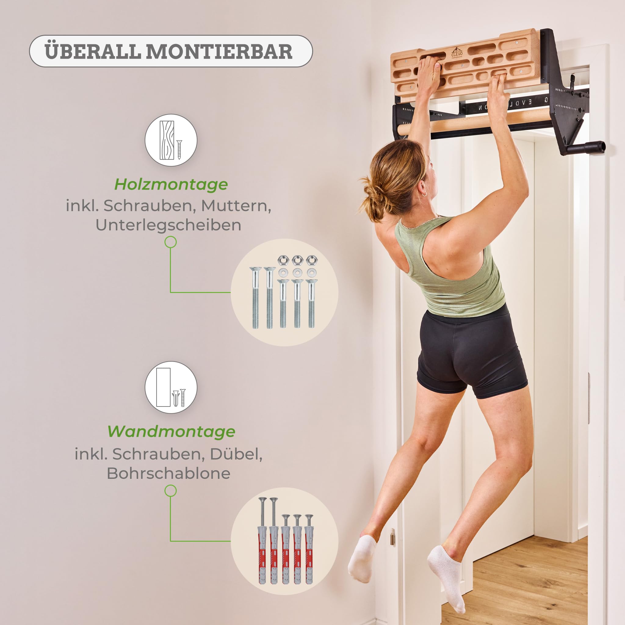 Clevo Hangboard Plus Kletterboard 60 cm Buchenholz