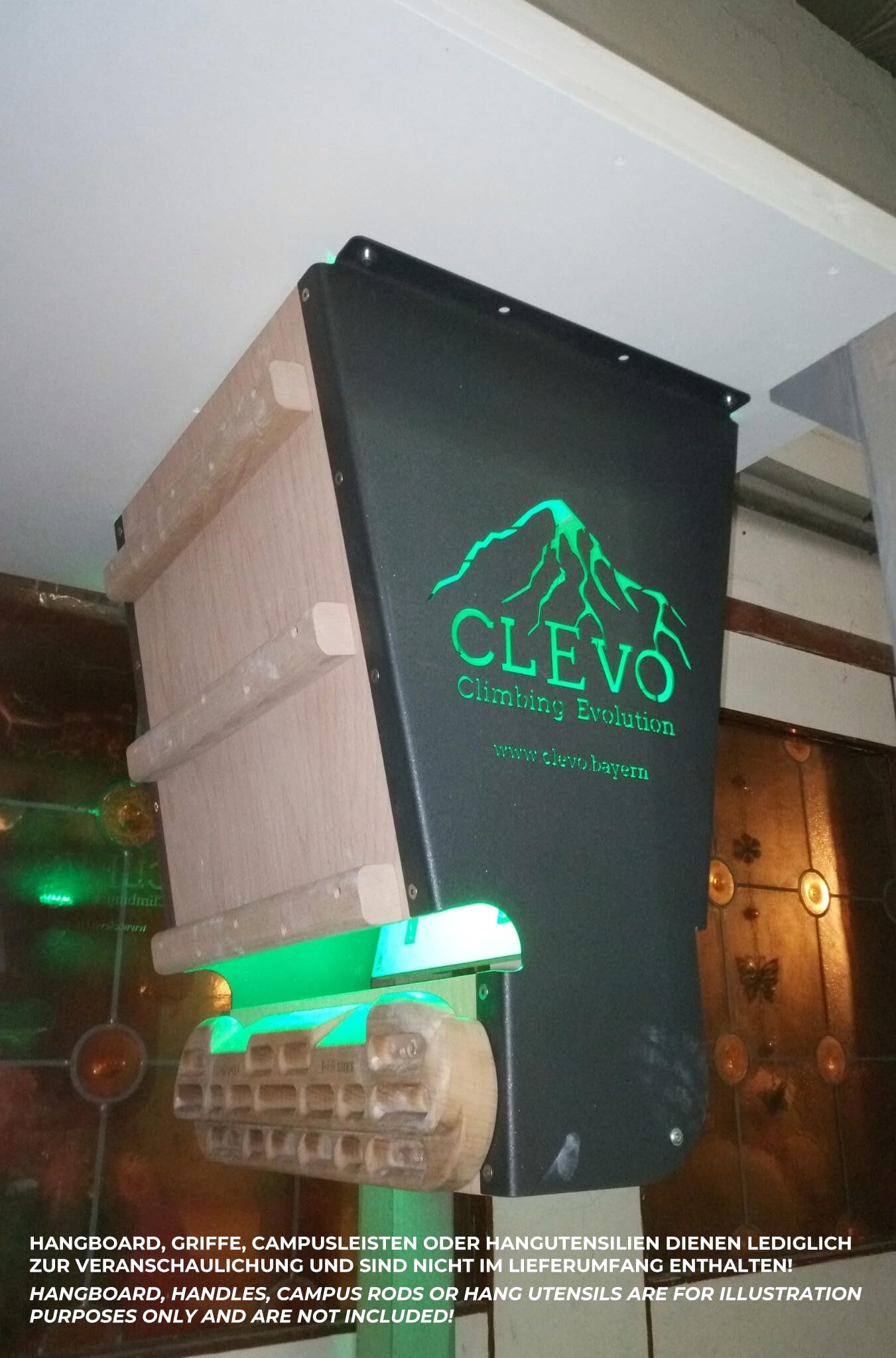 Clevo XL Klettermodul Decke 12° Campusboard Buche Stahl