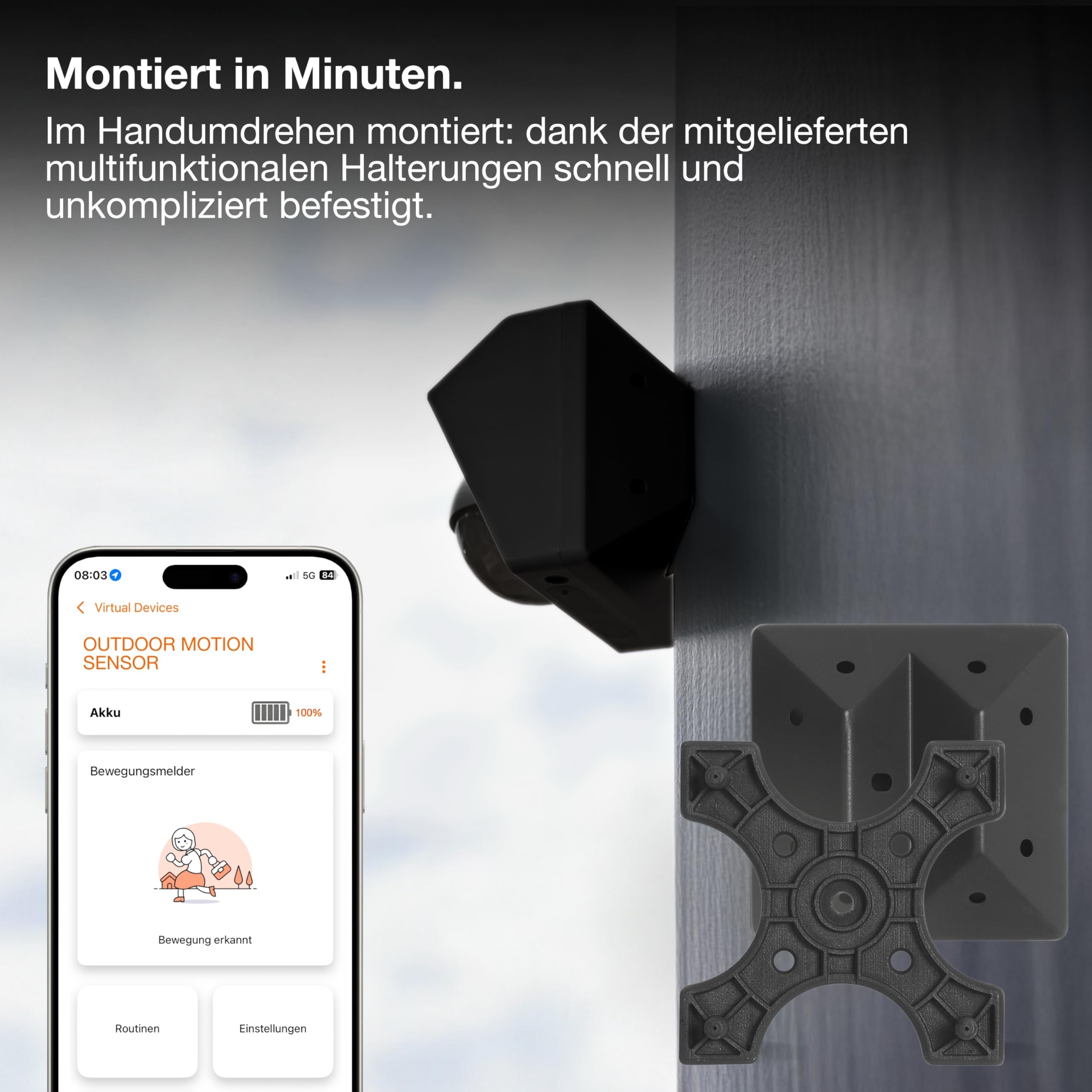 ams OSRAM SMART+ Bewegungsmelder Aussen Dunkelgrau Solar IP65