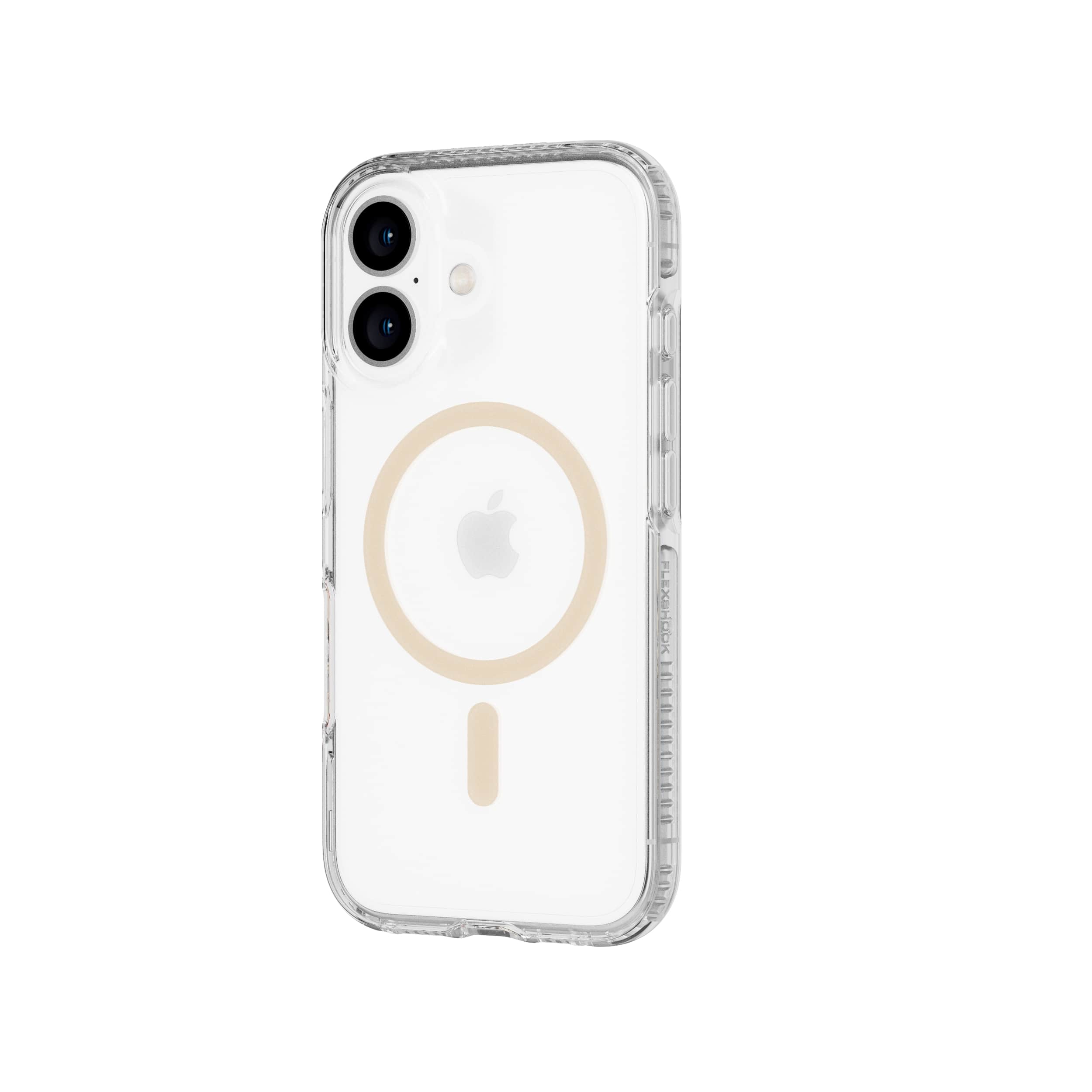 Tech21 FlexQuartz iPhone 16 Hülle Gold MagSafe klar