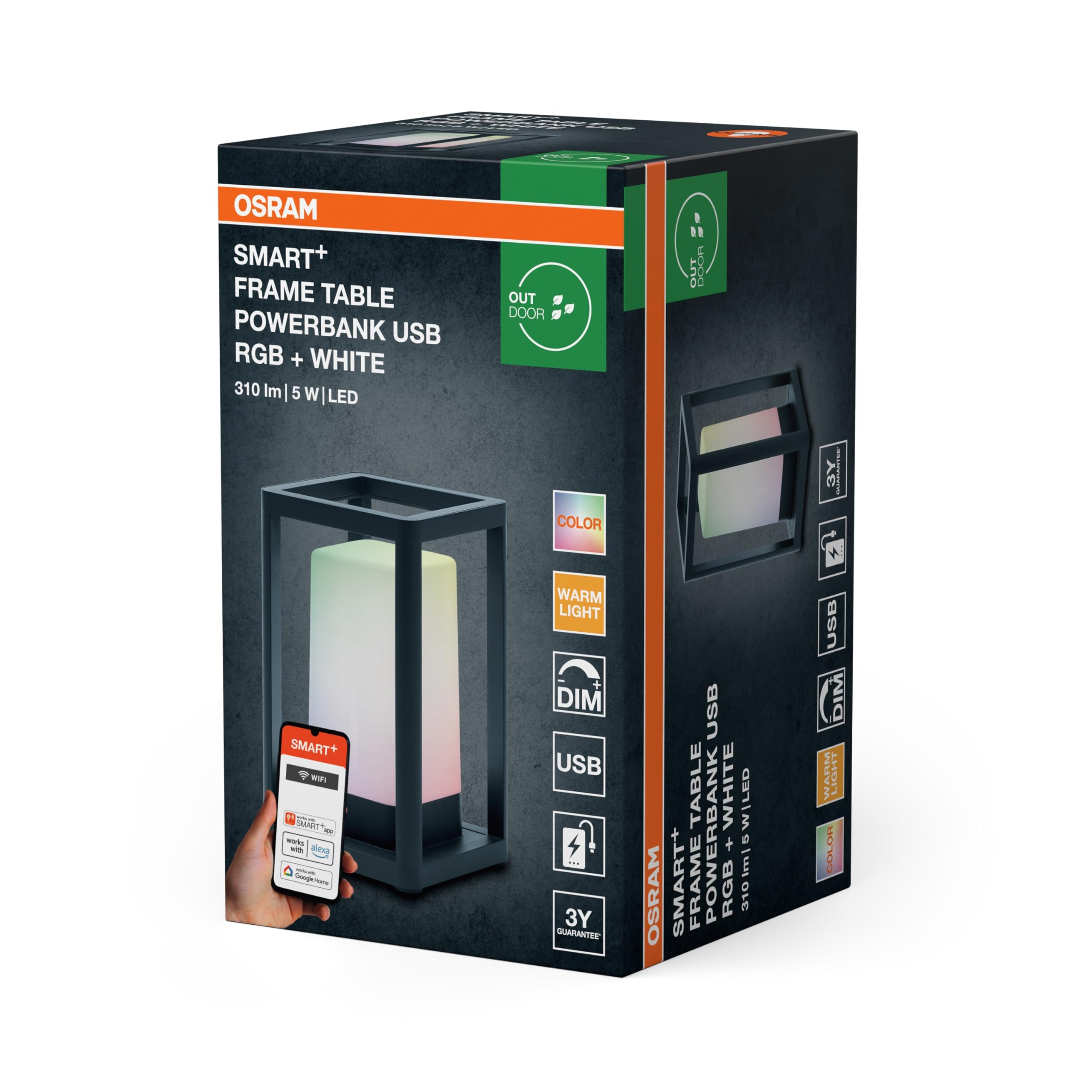 OSRAM SMART+ Table Frame Tischleuchte RGB IP44 mit Powerbank