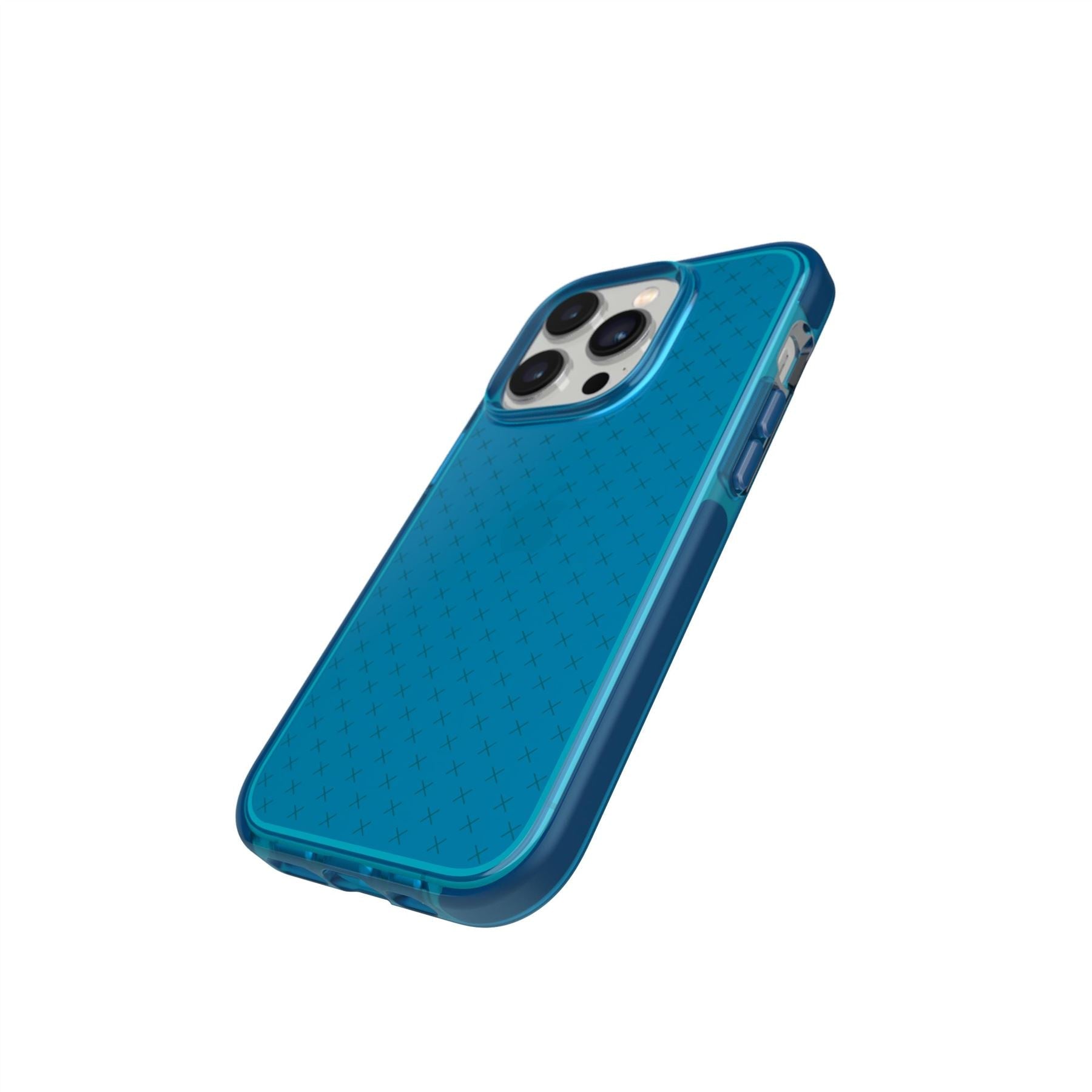 Tech21 EvoCheck iPhone 14 Pro Hülle Classic Blue Tint Karo