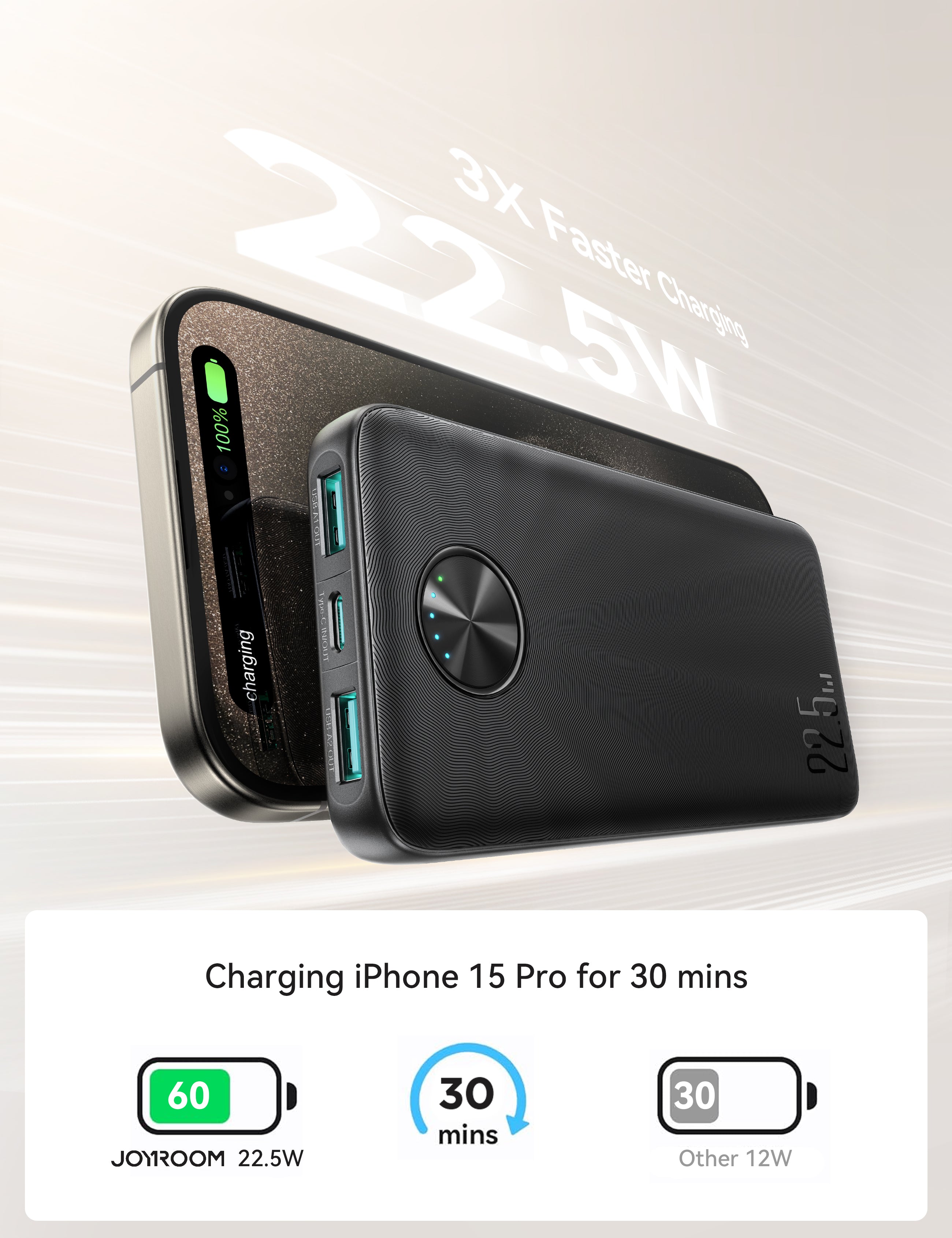 JOYROOM JR-PBF15 Powerbank 10000mAh 22.5W Schwarz