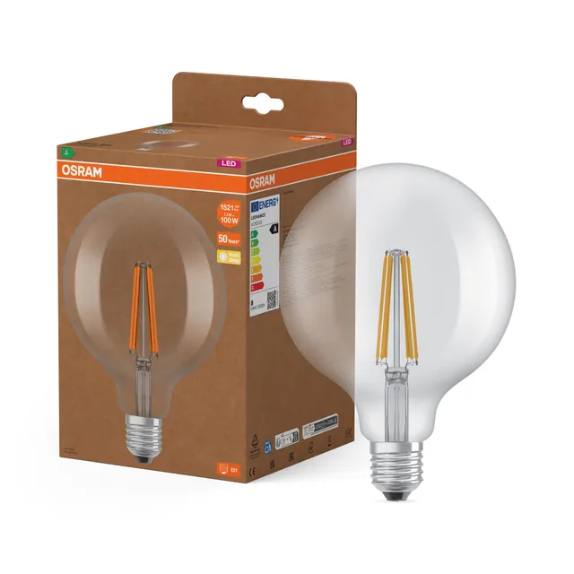ams OSRAM SMART+ Globe 125 LED-Lampe klar 100W Ersatz