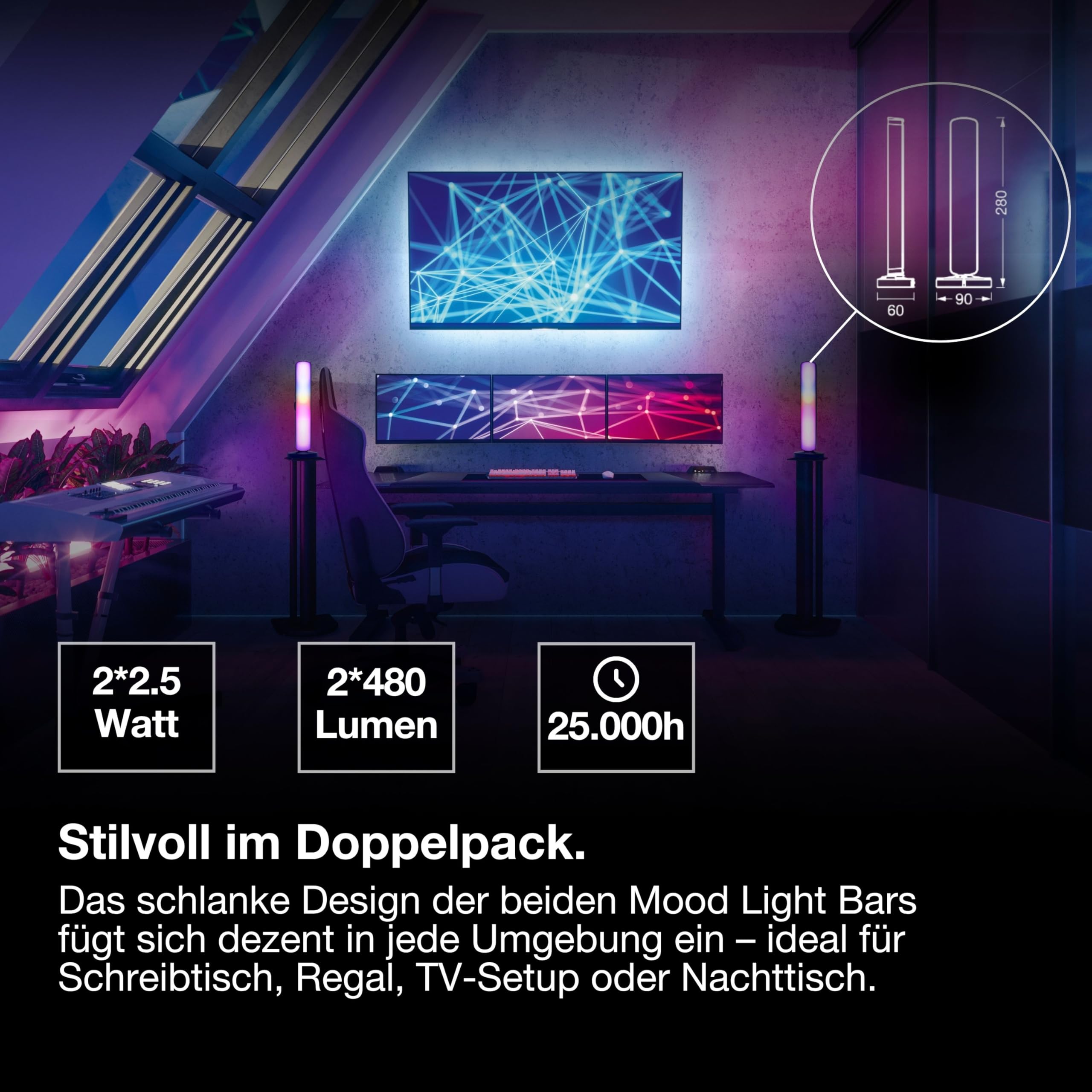 ams OSRAM SMART+ WiFi LED-Stehleuchte klein schwarz RGB dimmbar