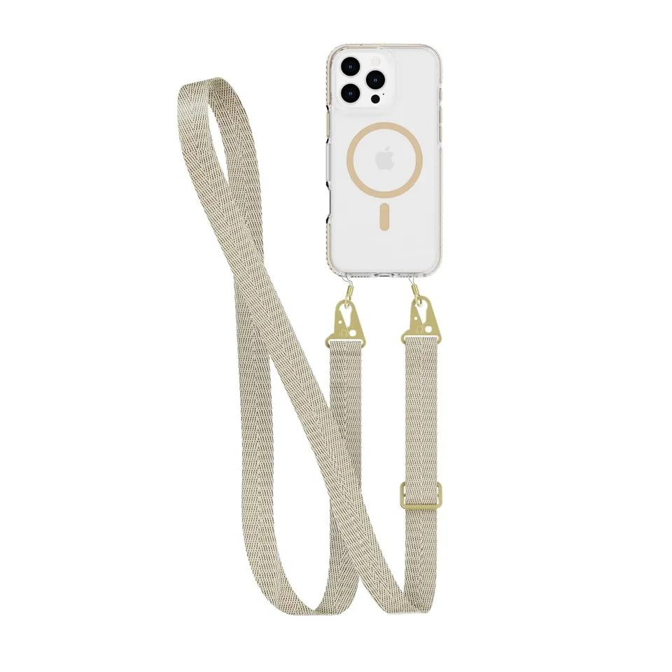 Tech21 EvoCrystal iPhone 16 Pro Max Hülle gold mit Band