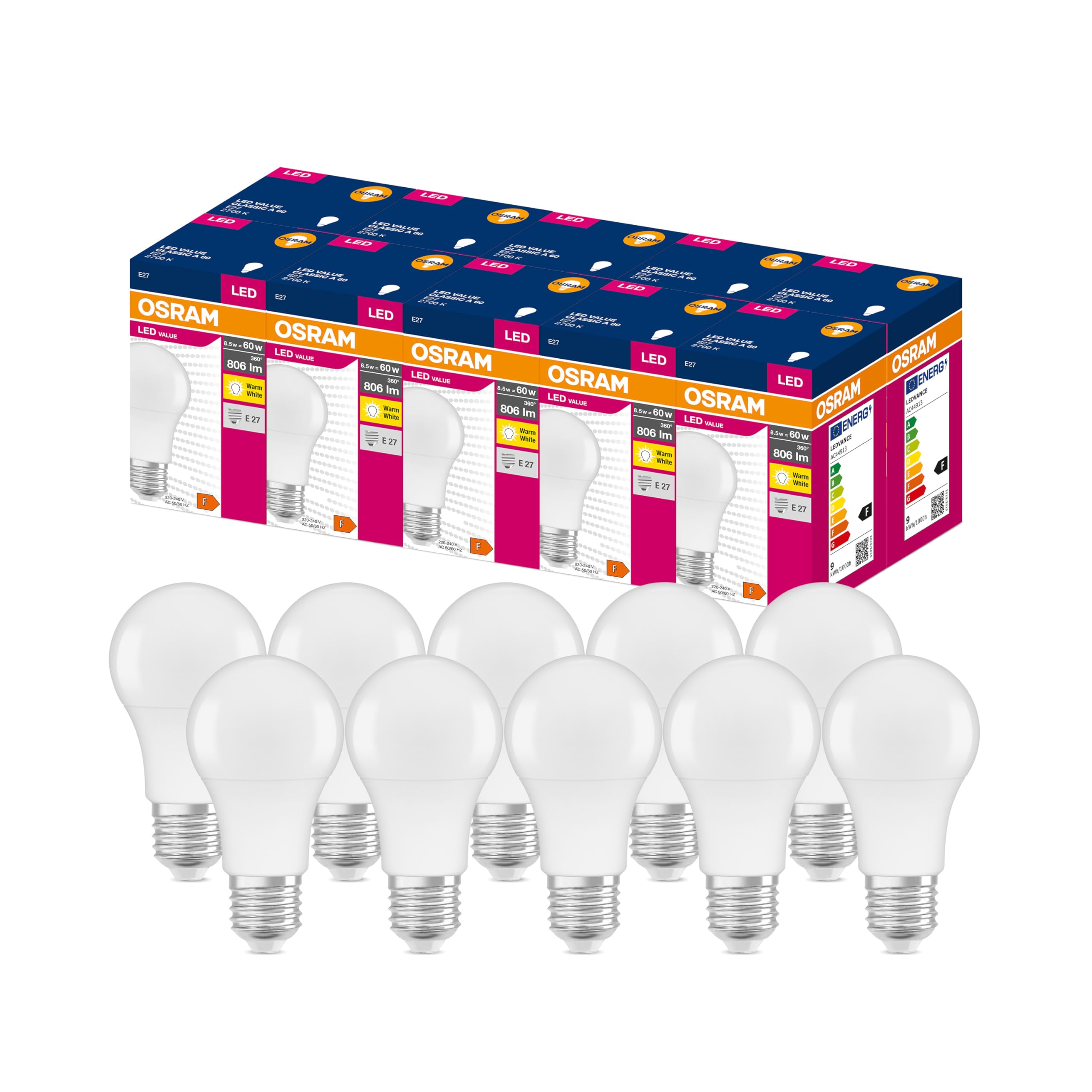 OSRAM Value Classic A40 LED E27 5er-Pack warmweiß matt