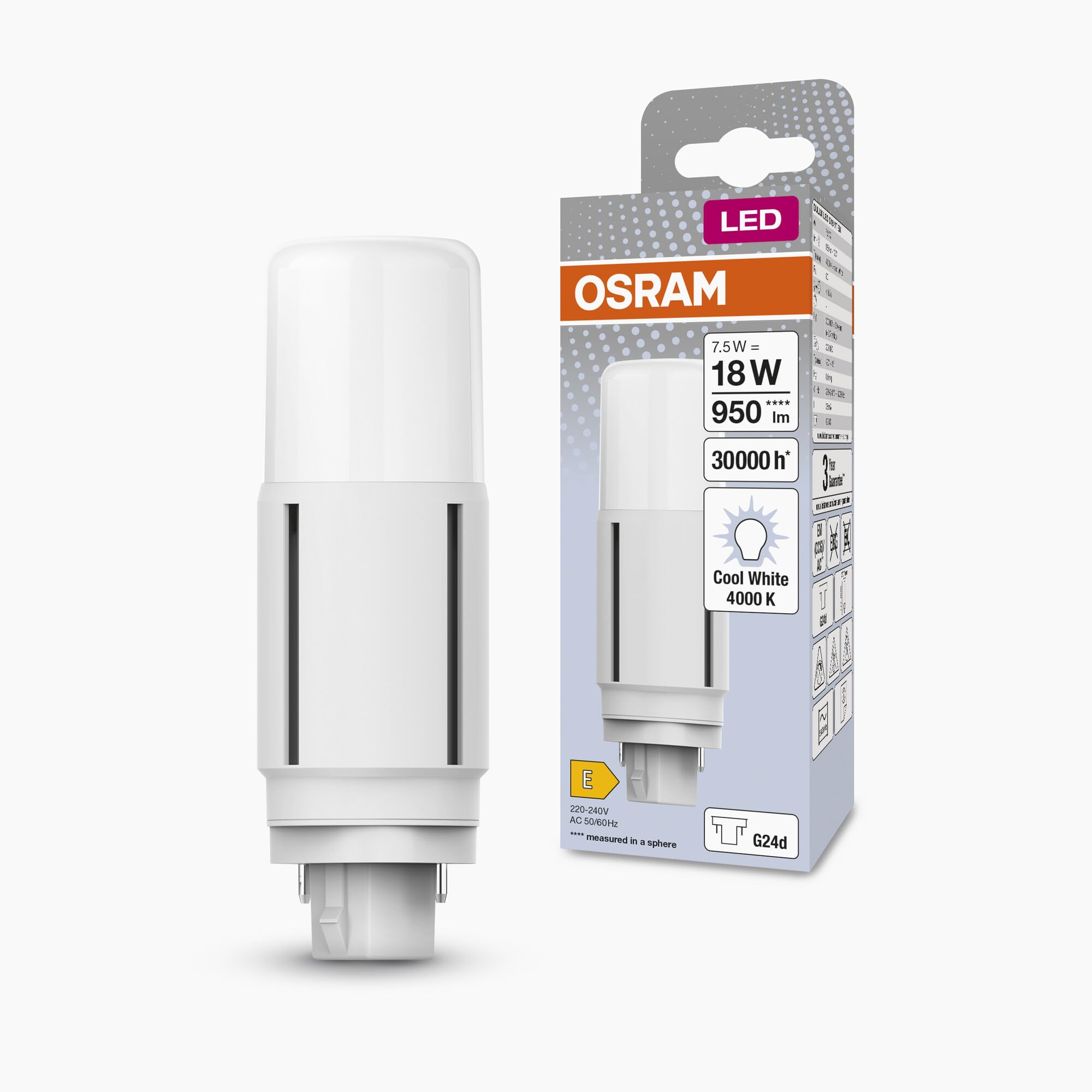OSRAM SMART+ DULUX D26 LED-Lampe kaltweiß 9,5W 37,7mm