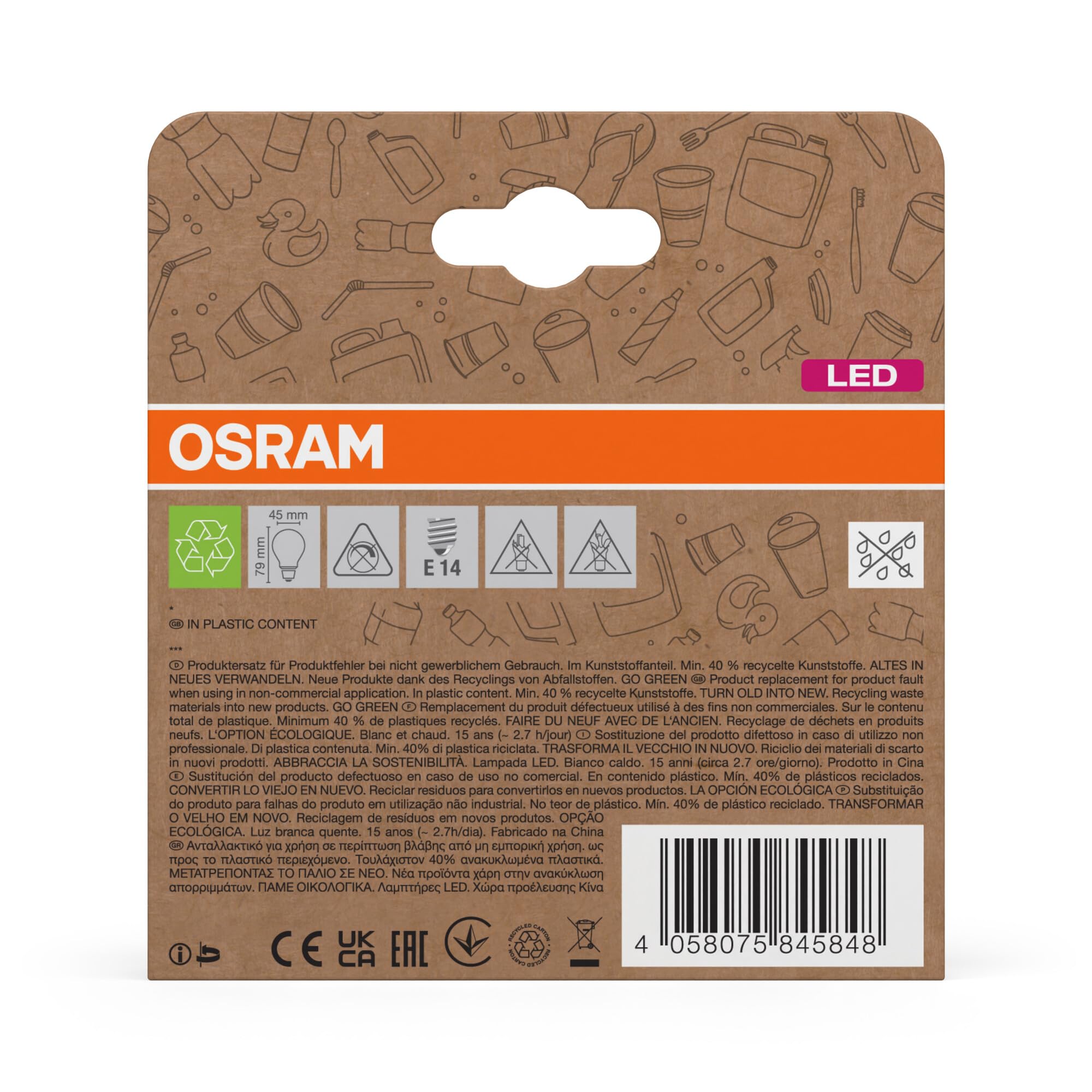 OSRAM Star P40 E14 LED-Lampe warmweiß 3er-Pack matt