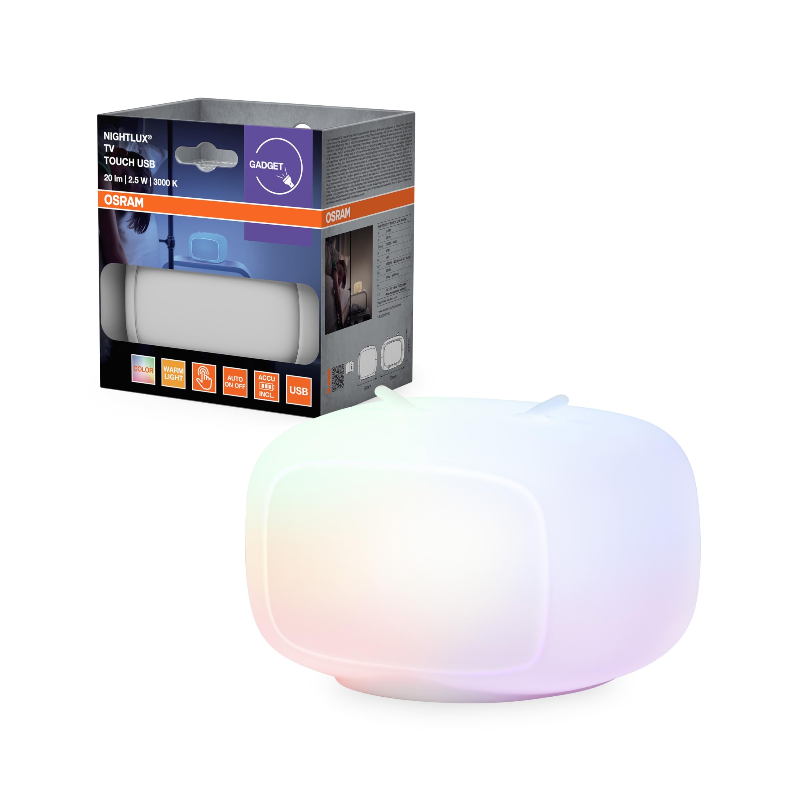 OSRAM NIGHTLUX TOUCH TV-Nachtlicht weiß RGB Akku