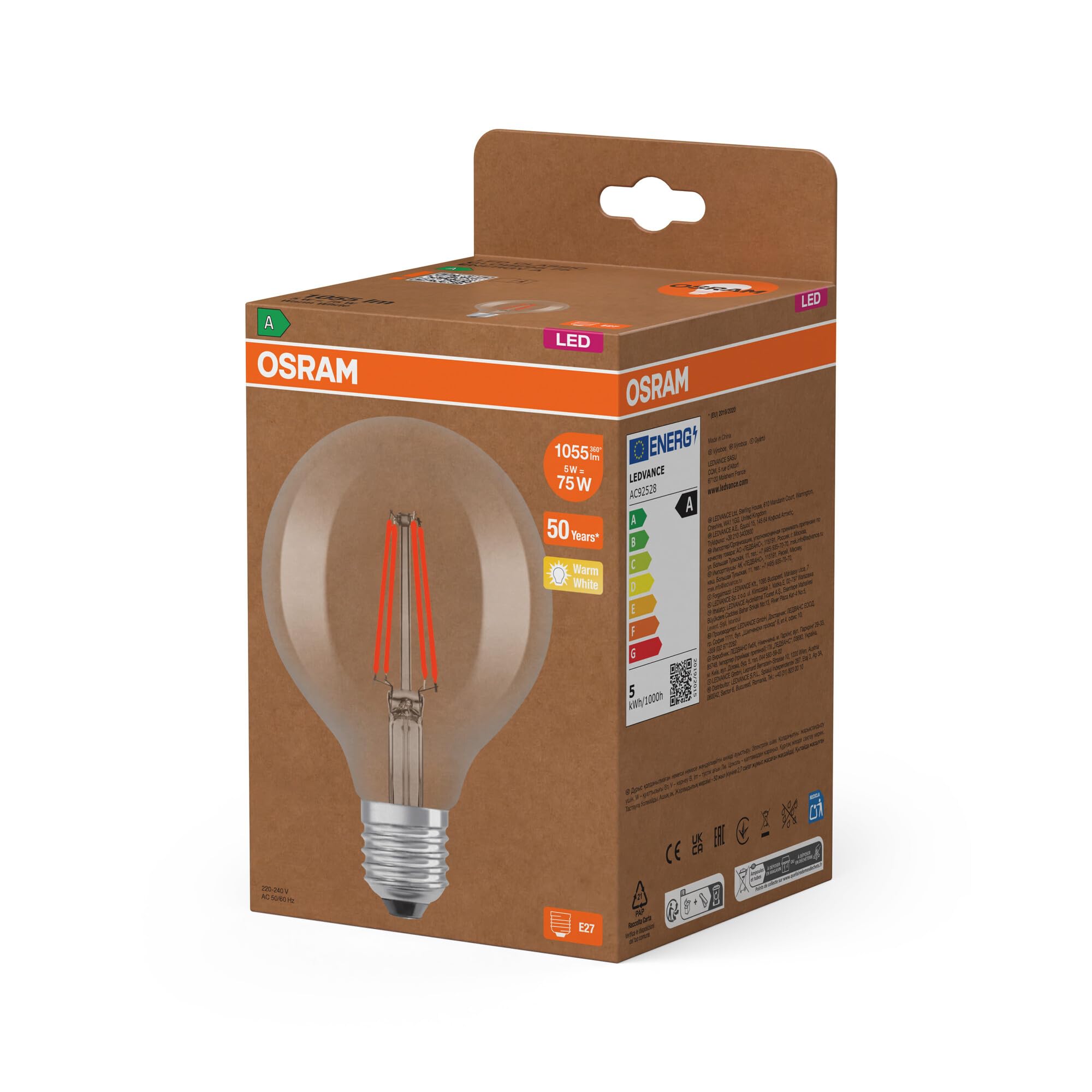 ams OSRAM SMART+ Globe 95 LED-Lampe E27 75W klar