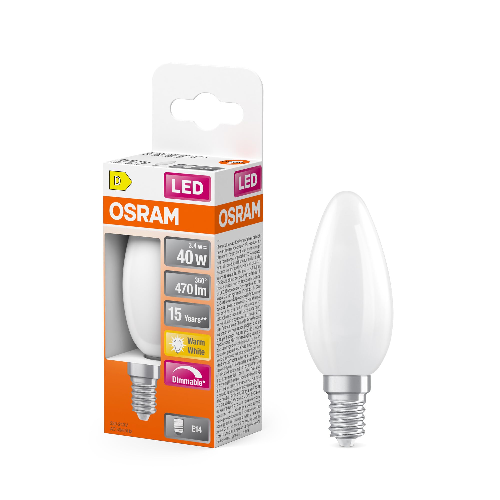 ams OSRAM SMART+ Superstar B 40 Kerze E14 3,4W warmweiß