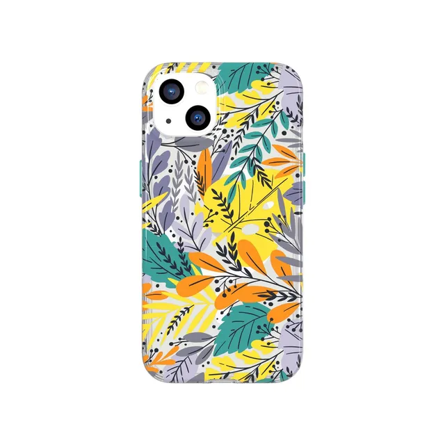 Tech21 EvoArt iPhone 13 Handyhülle Green Leaf Muster MagSafe