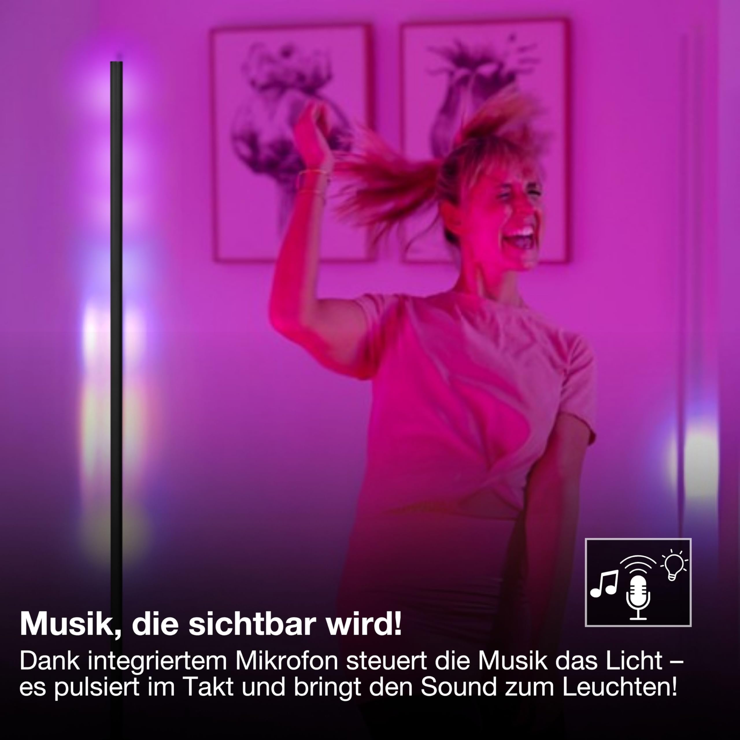 ams OSRAM SMART+ Stehleuchte 1,4m schwarz RGBW WiFi