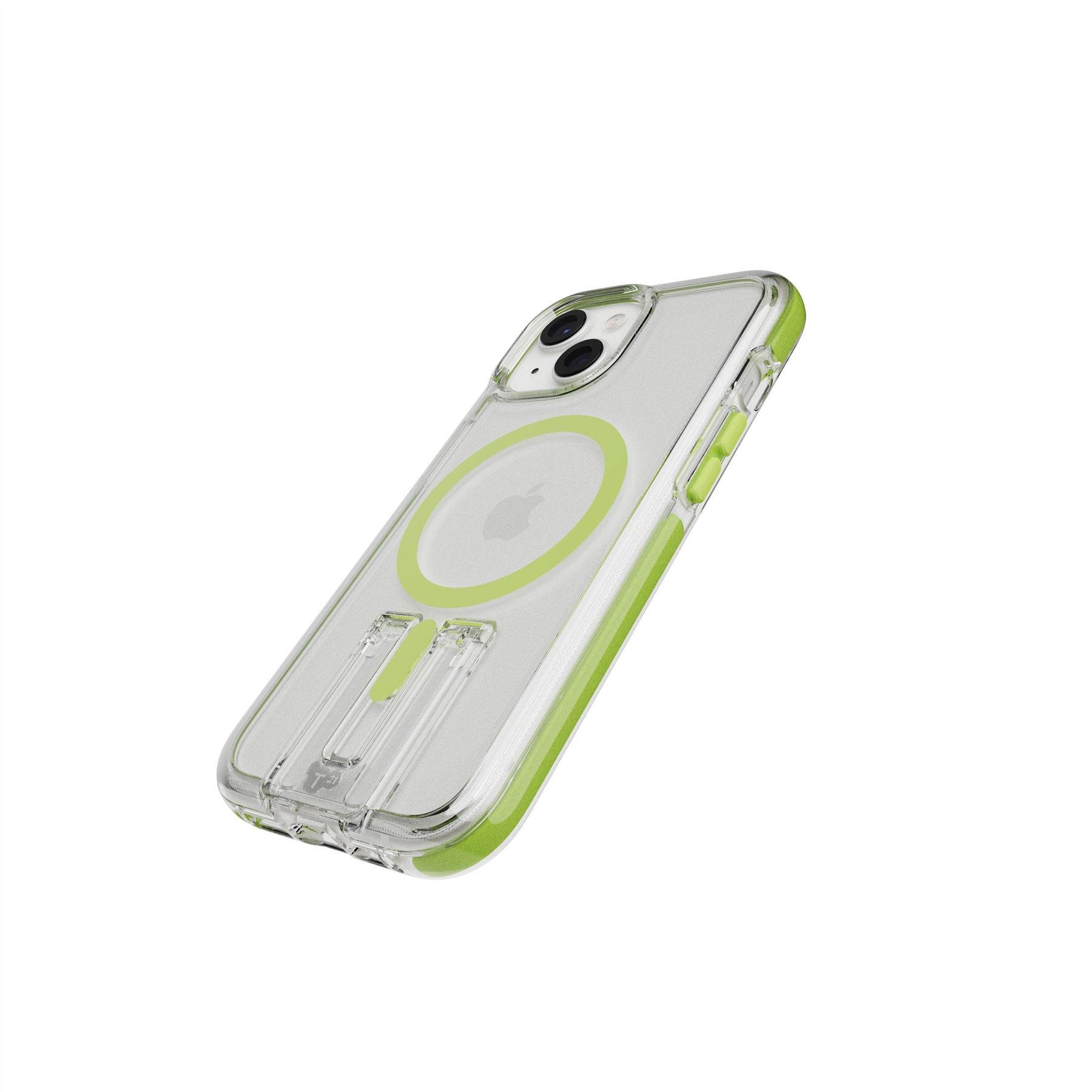 Tech21 EvoCrystal Kick MagSafe iPhone Hülle Lime Ständer