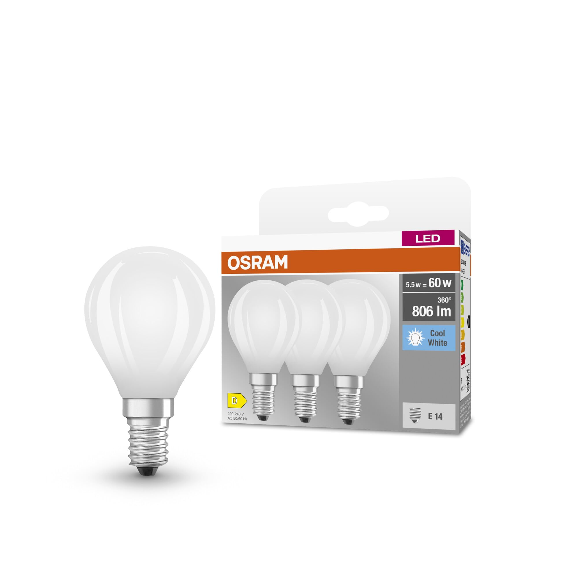 ams OSRAM SMART+ Base Classic P40 E14 Lampe Warmweiß
