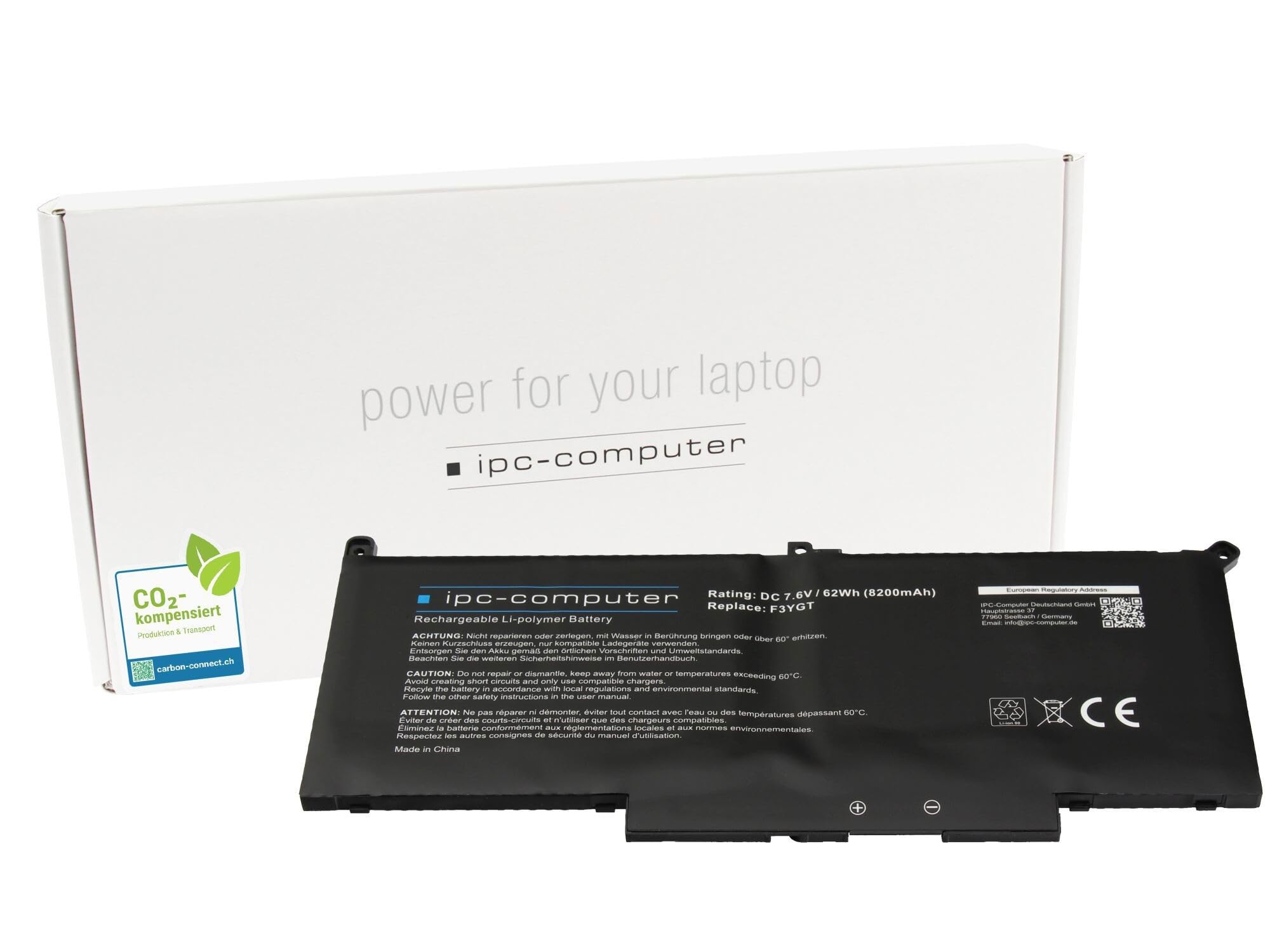 IPC-Computer F3YGT Akku 62Wh für Dell Latitude E7270