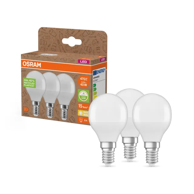 OSRAM Star P40 E14 LED-Lampe warmweiß 3er-Pack matt