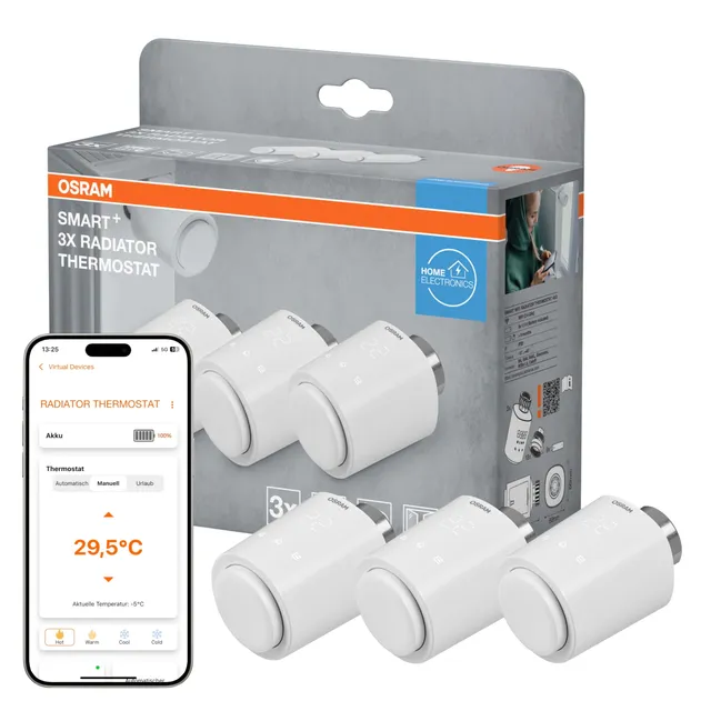 OSRAM SMART+ Heizkörperthermostat WLAN weiß 3er-Pack Alexa