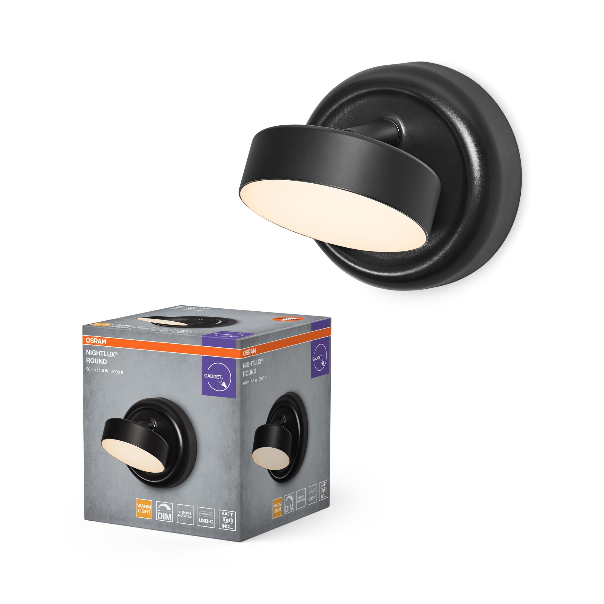 OSRAM SMART+ Nightlux Cylinder LED-Leuchte schwarz 3000K Akku
