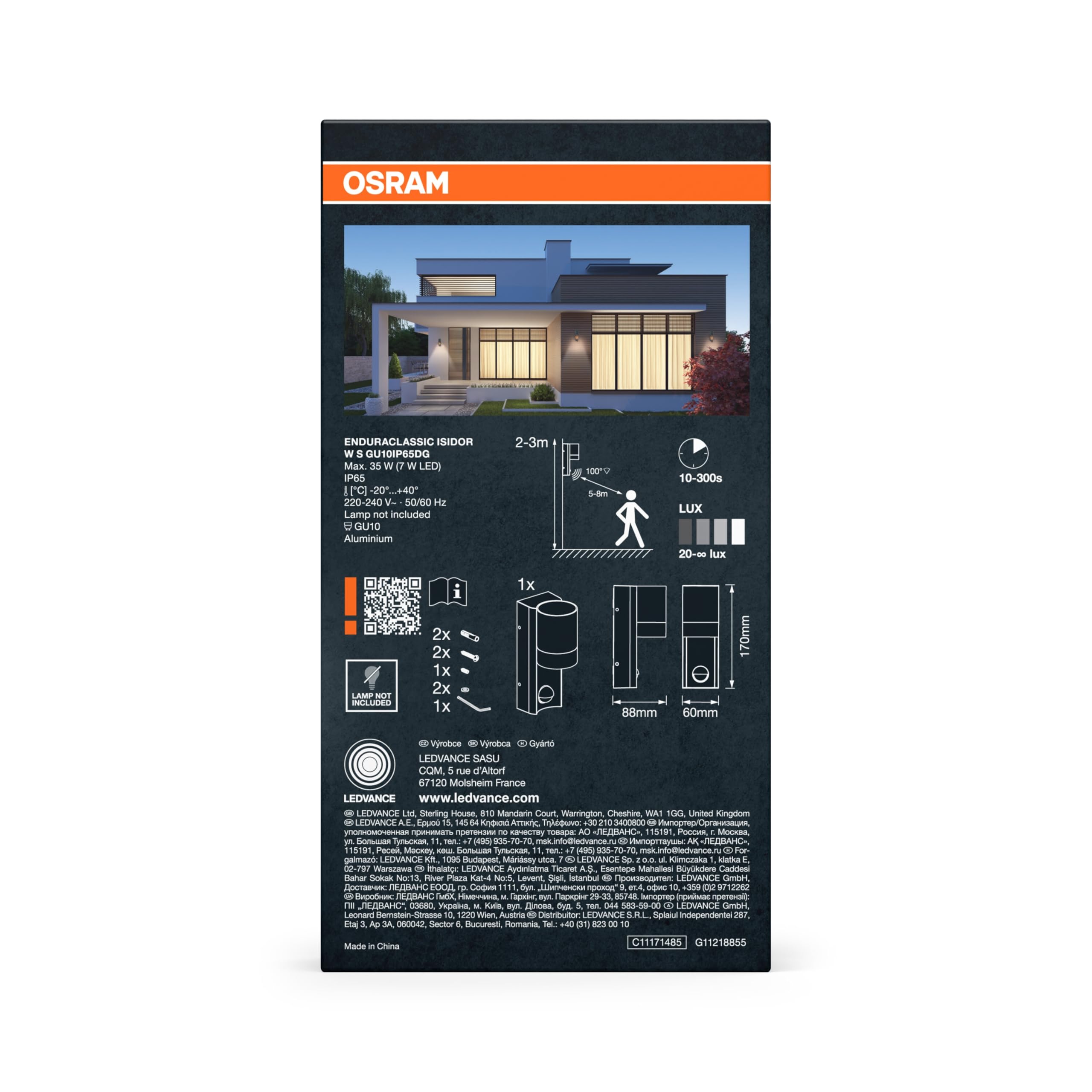 OSRAM ENDURA Classic Isidor W S Außenleuchte Sensor