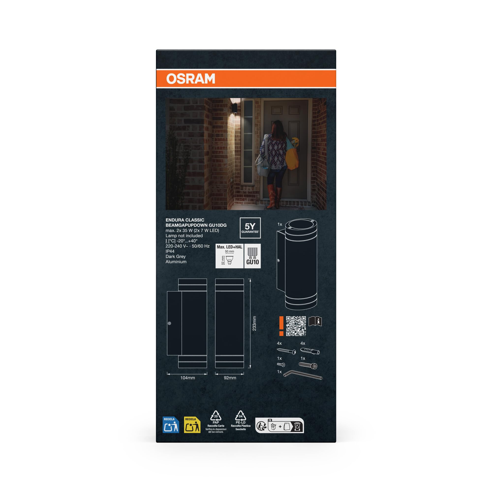 OSRAM SMART+ Beam Gap Außenwandleuchte GU10 dunkelgrau IP44
