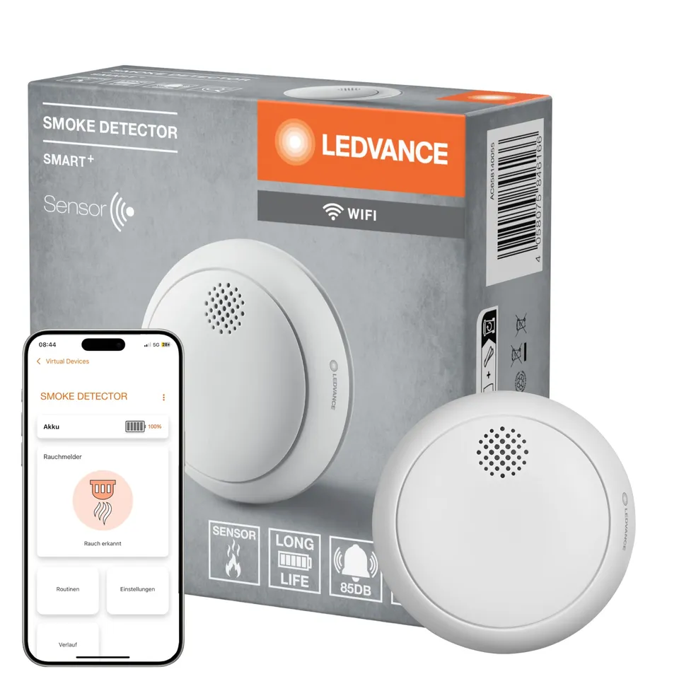 LEDVANCE SMART+ Rauchmelder WiFi weiß EN 14604 App-Alarm