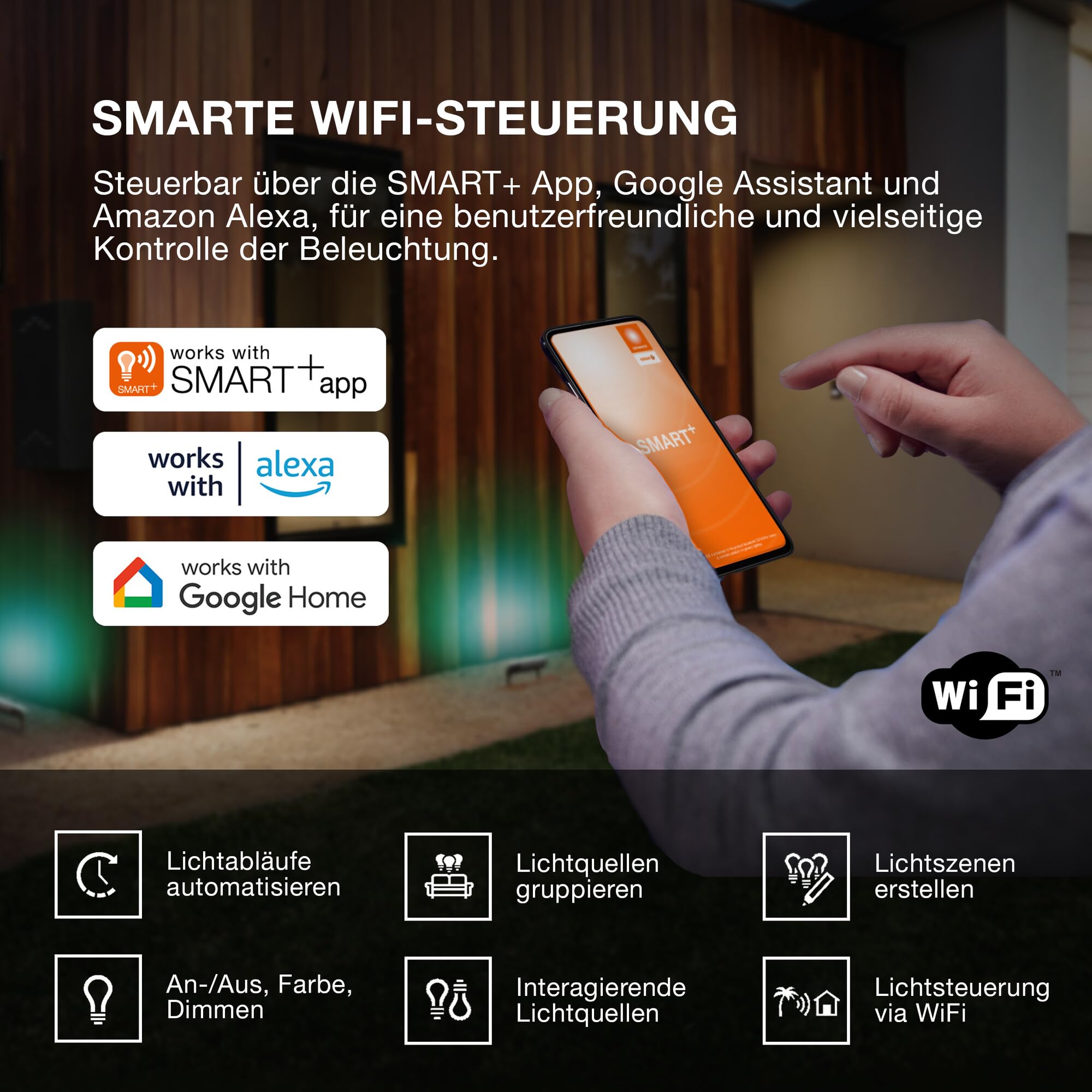 OSRAM SMART+ WiFi Flutlicht 50W dunkelgrau RGB 4000lm IP65