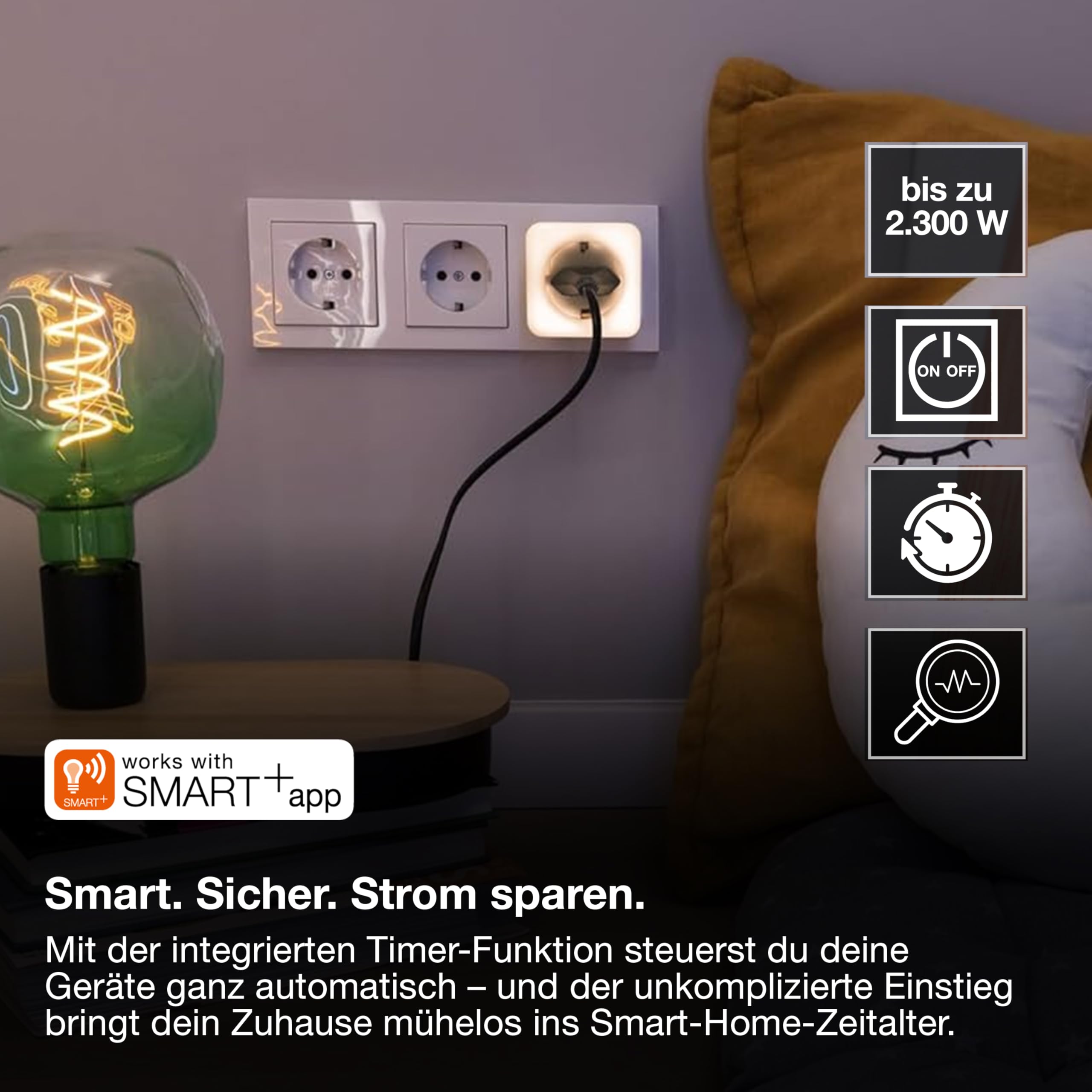 OSRAM SMART+ WiFi Steckdose Nachtlicht weiß 16A
