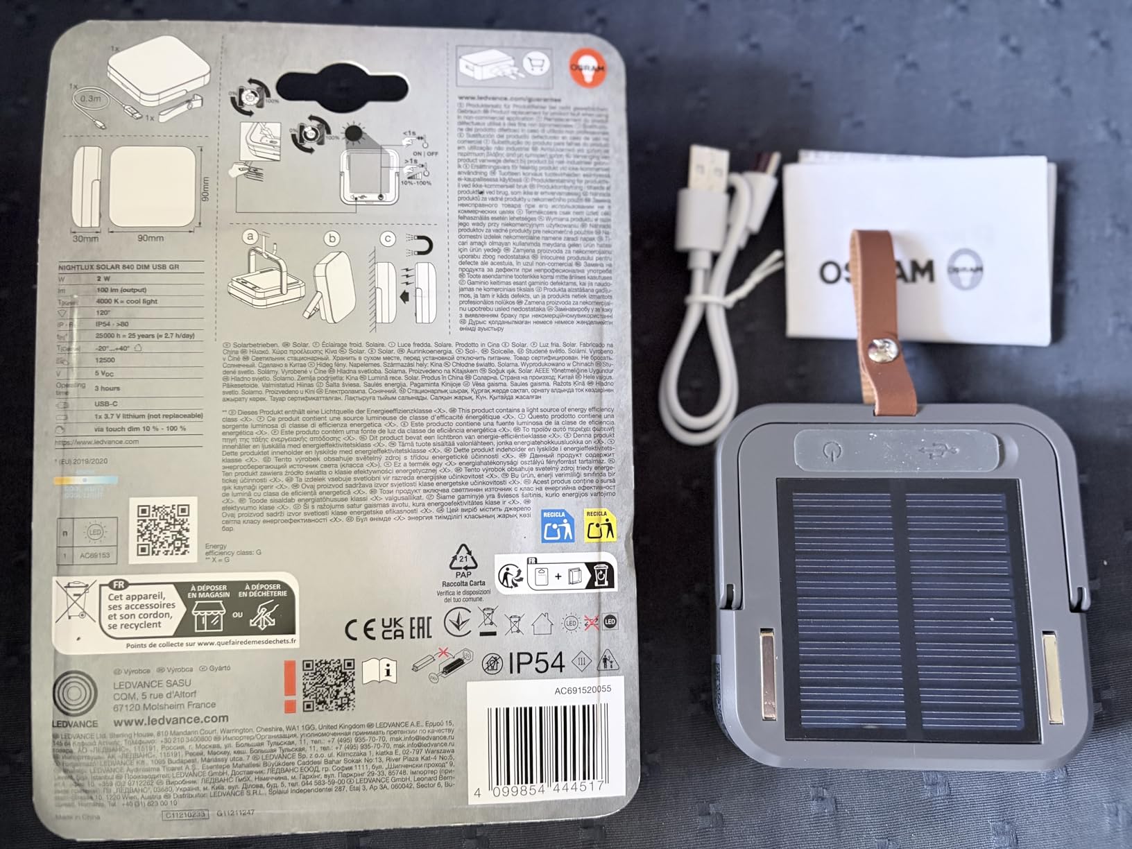 ams OSRAM Nightlux Solar LED-Leuchte grau 100lm IP54
