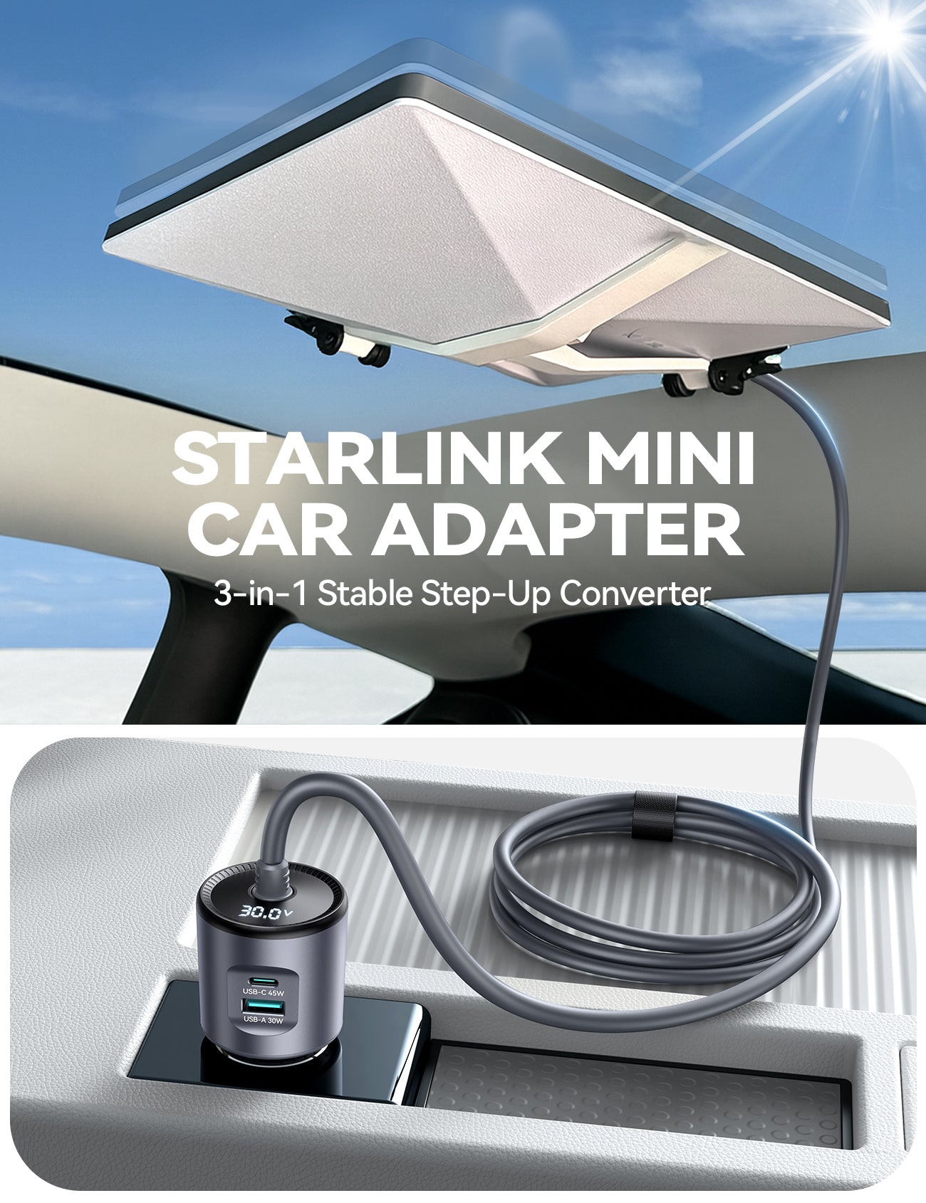 JOYROOM JR-CL33 Starlink Mini Autoadapter 30V 3-Port