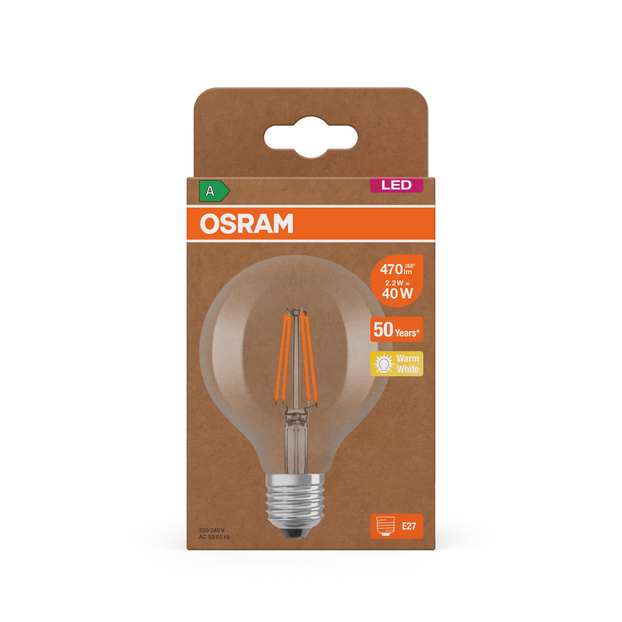 ams OSRAM SMART+ Classic Globe 80 LED-Lampe E27 Klasse A