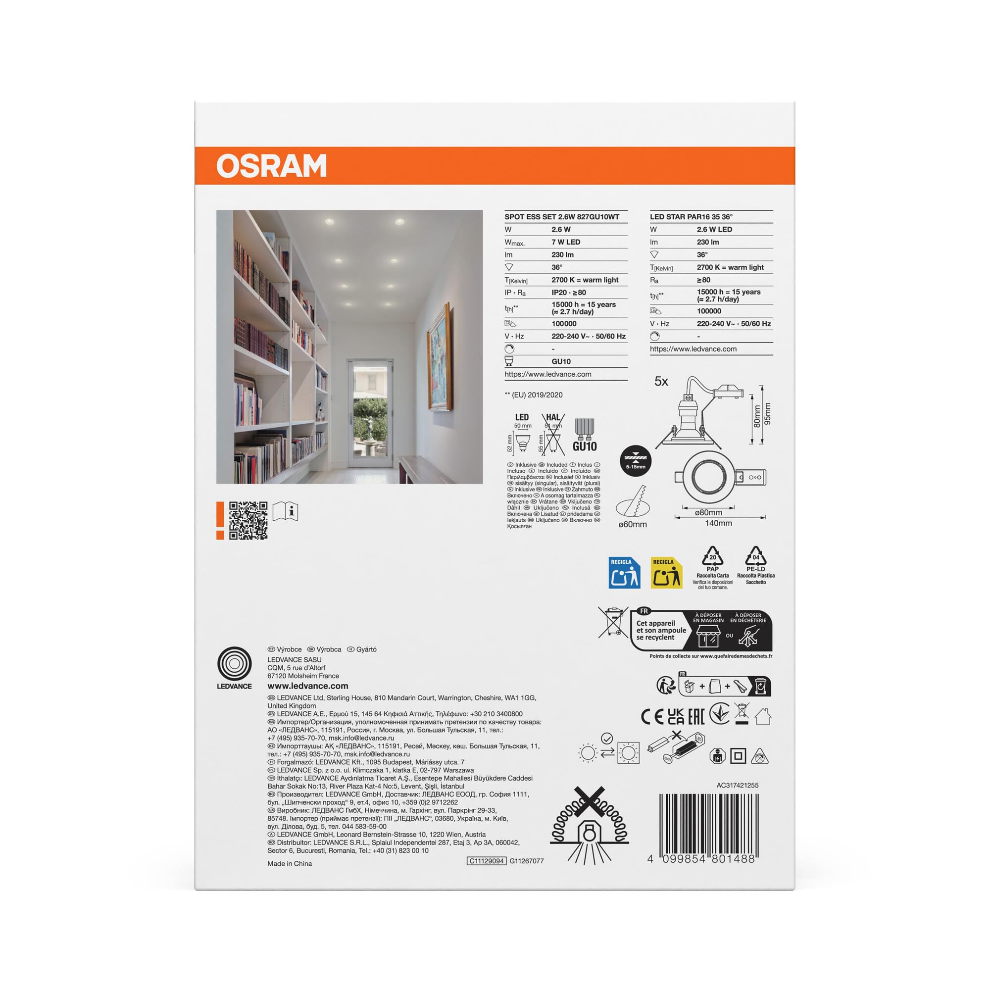 ams OSRAM SMART+ Spot Set GU10 Einbauspot weiß 5er-Set