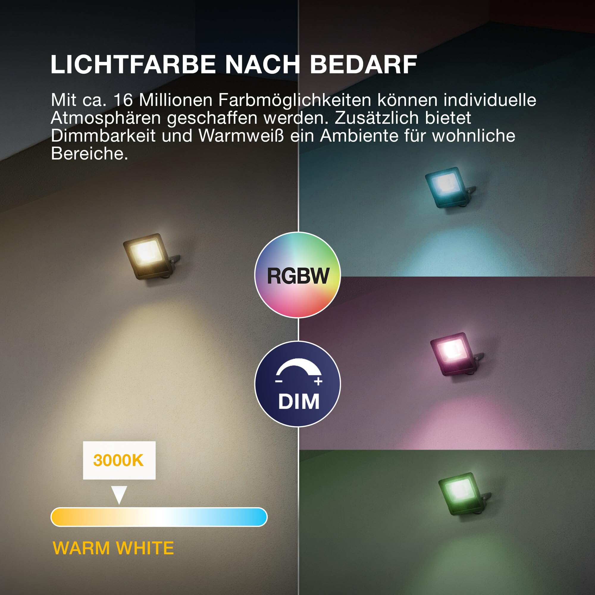 OSRAM SMART+ WiFi Flutlicht 50W dunkelgrau RGB 4000lm IP65