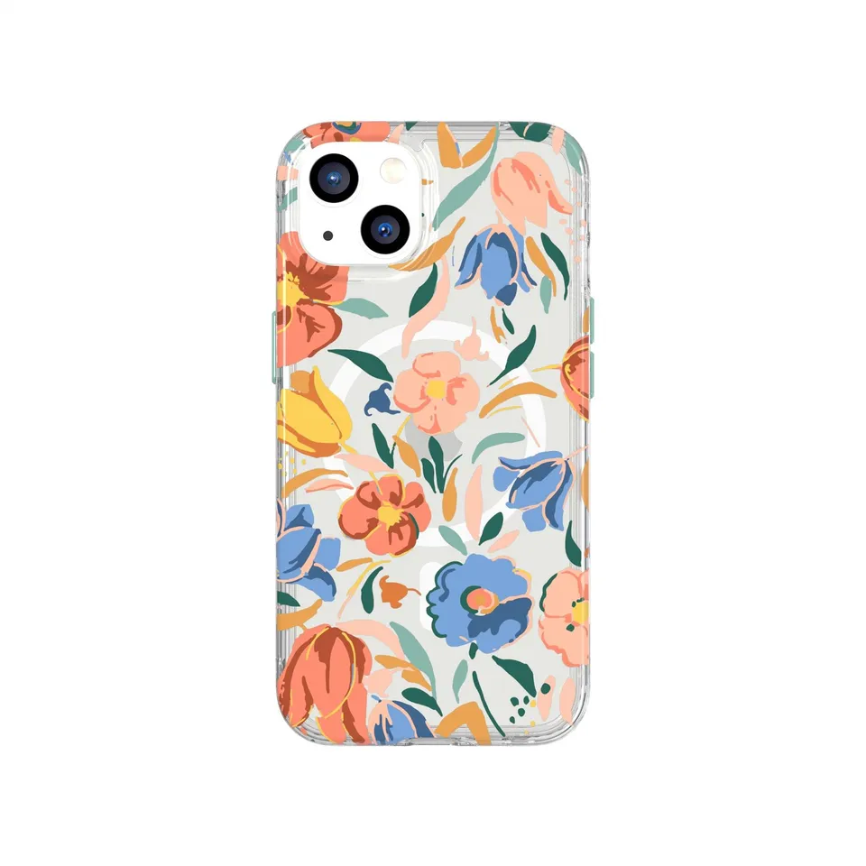 Tech21 EvoArt iPhone 13 Handyhülle Peach Tulip MagSafe