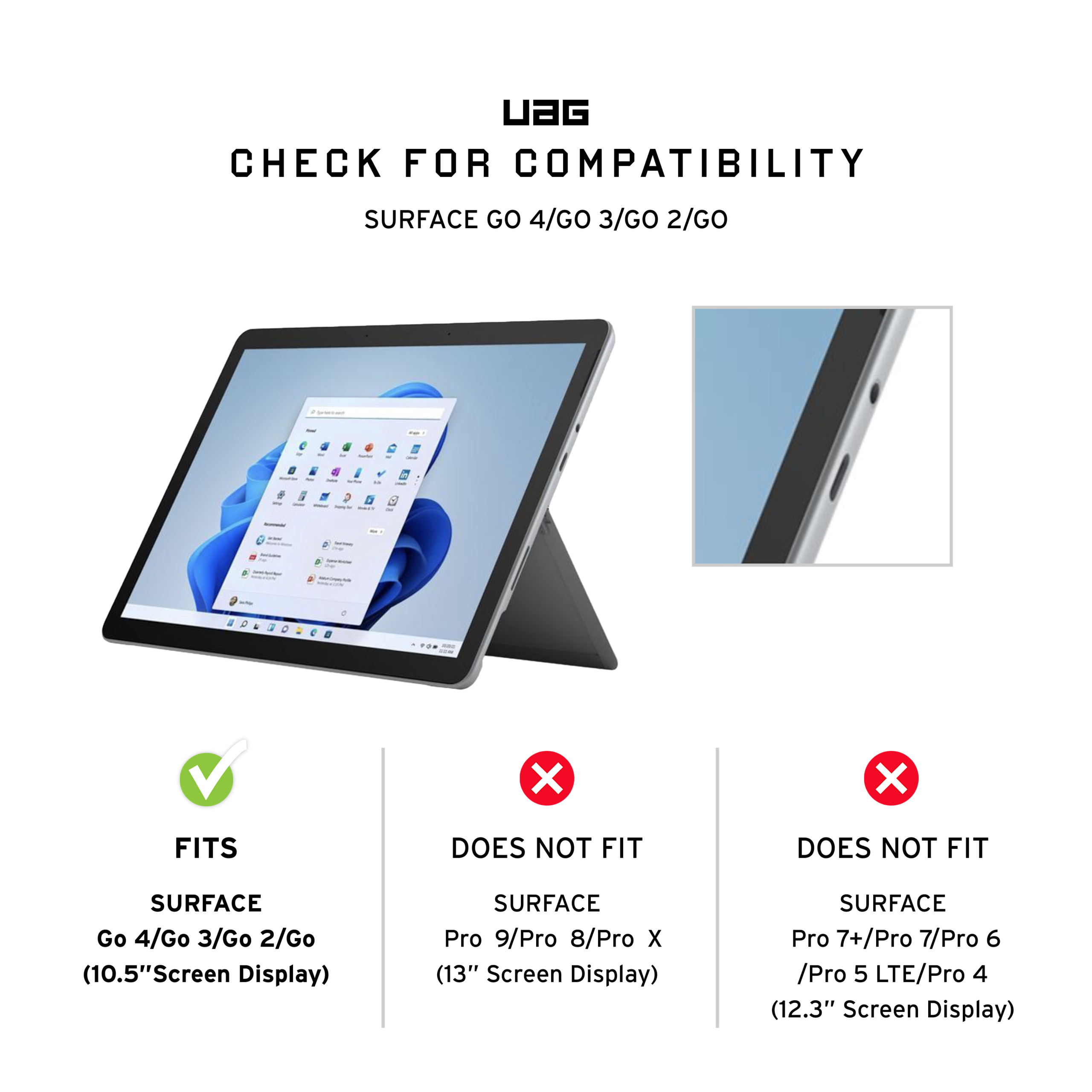 UAG Standard Issue Surface Go 3 Panzerglas 9H klar