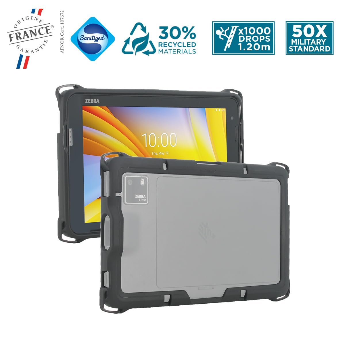 Mobilis RESIST Zebra ET401 Tablet Hülle 10 Zoll schwarz