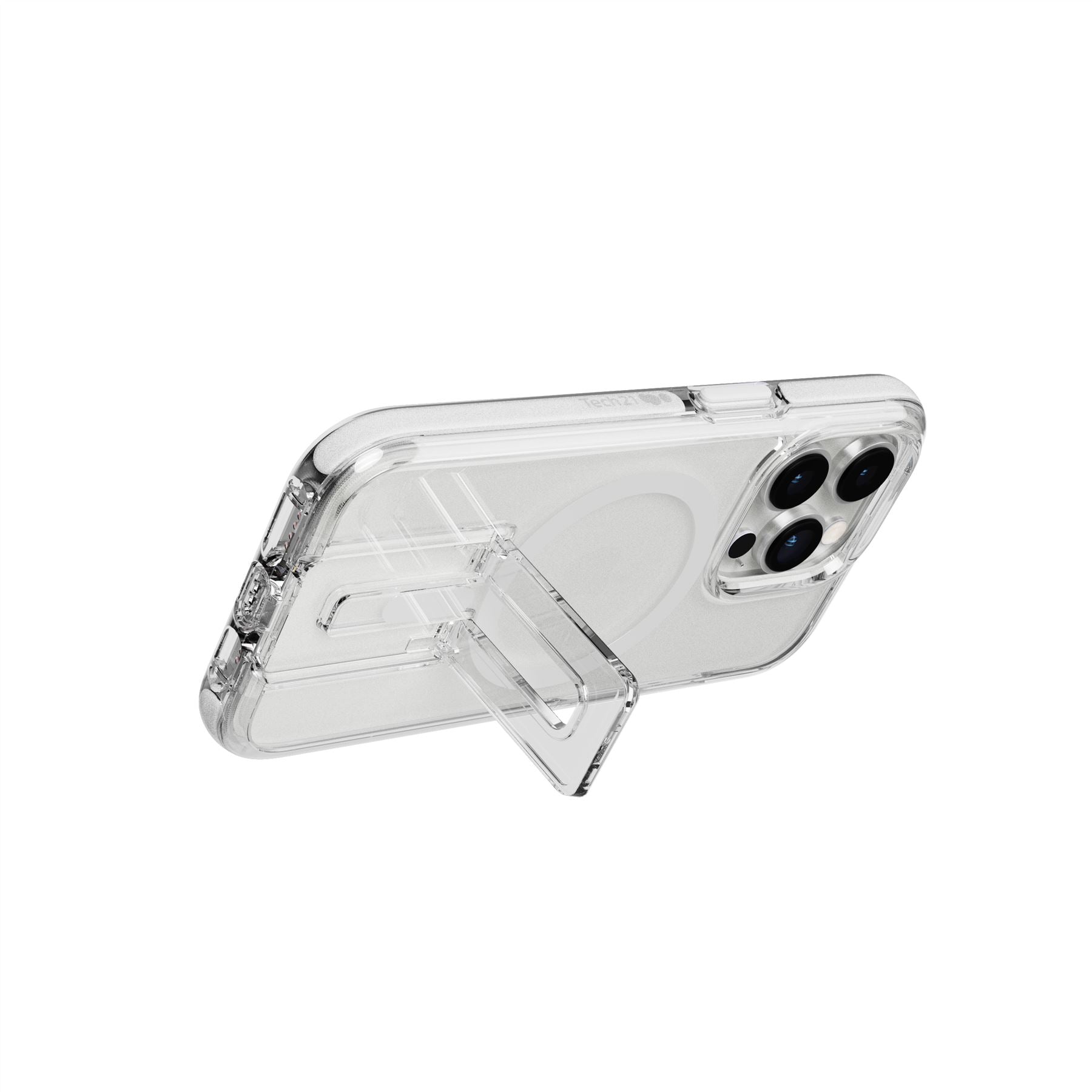 Tech21 EvoCrystal Kick iPhone 14 Pro Hülle MagSafe Weiß Ständer