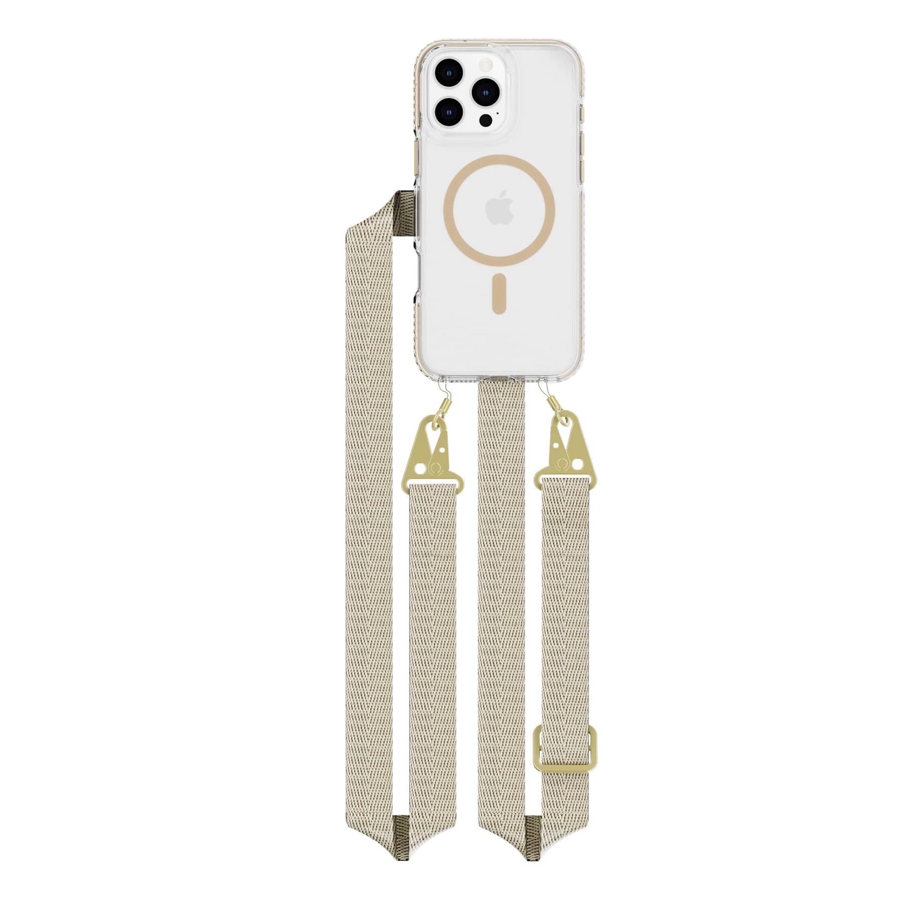 Tech21 EvoCrystal iPhone 16 Pro Max Hülle gold mit Band
