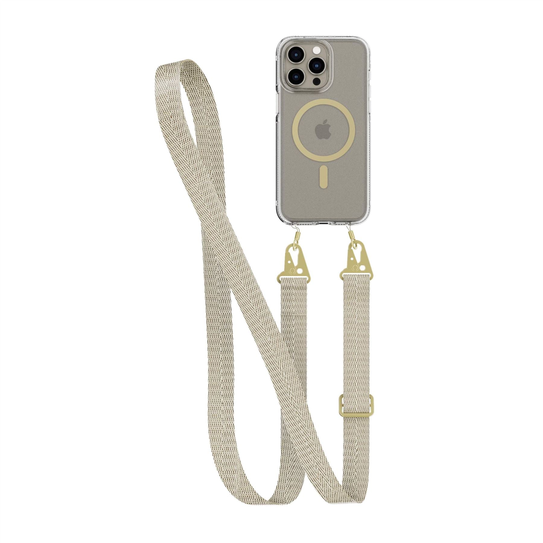 Tech21 FlexQuartz iPhone 15 Pro Max Hülle Gold Umhängeband