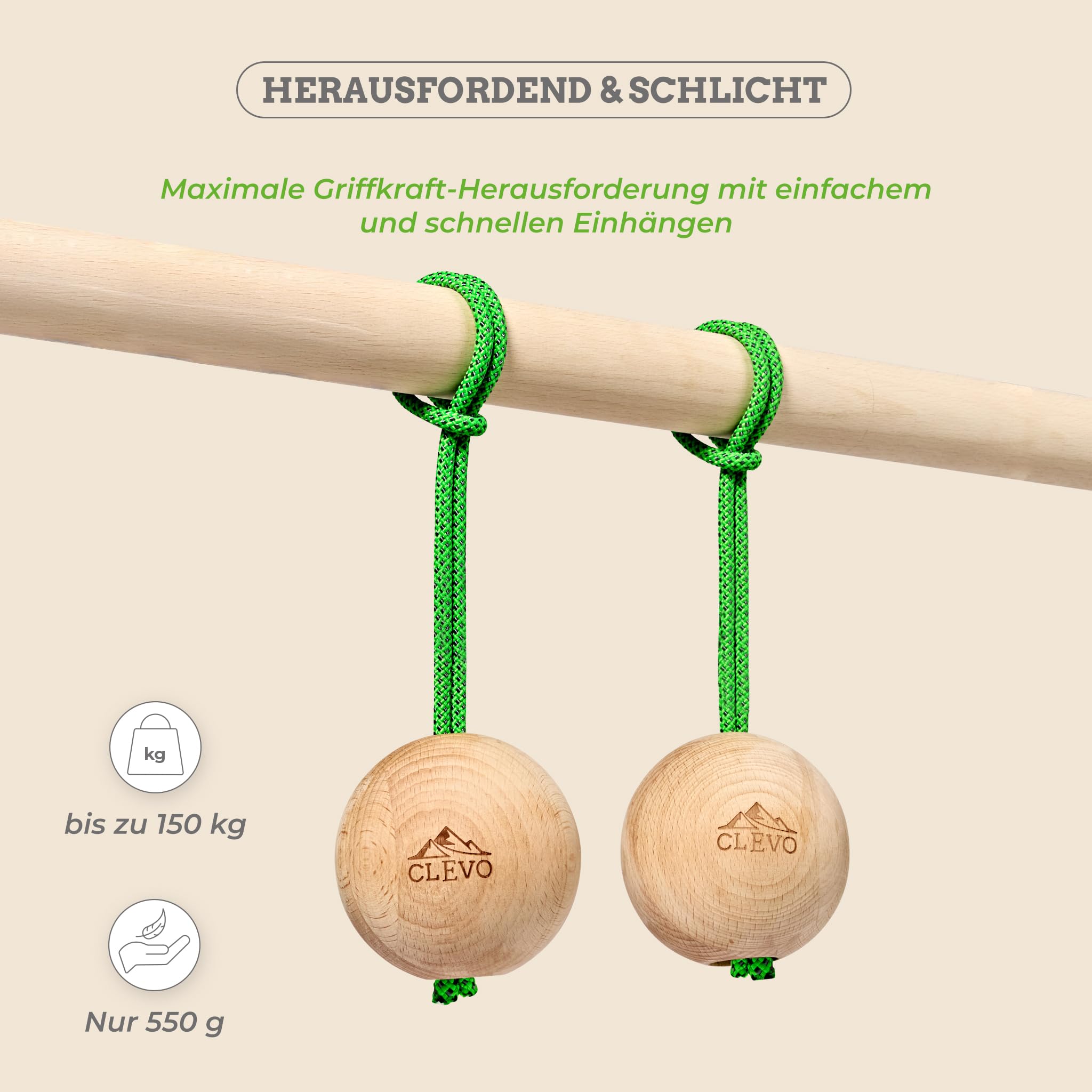 CLEVO Hangball Kletterkugeln Holz Griffkraft-Trainer Boulder