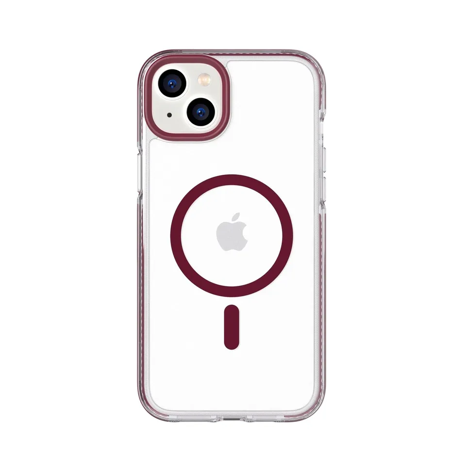 Tech21 EvoCrystal iPhone 14 Plus Handyhülle Burgundy MagSafe