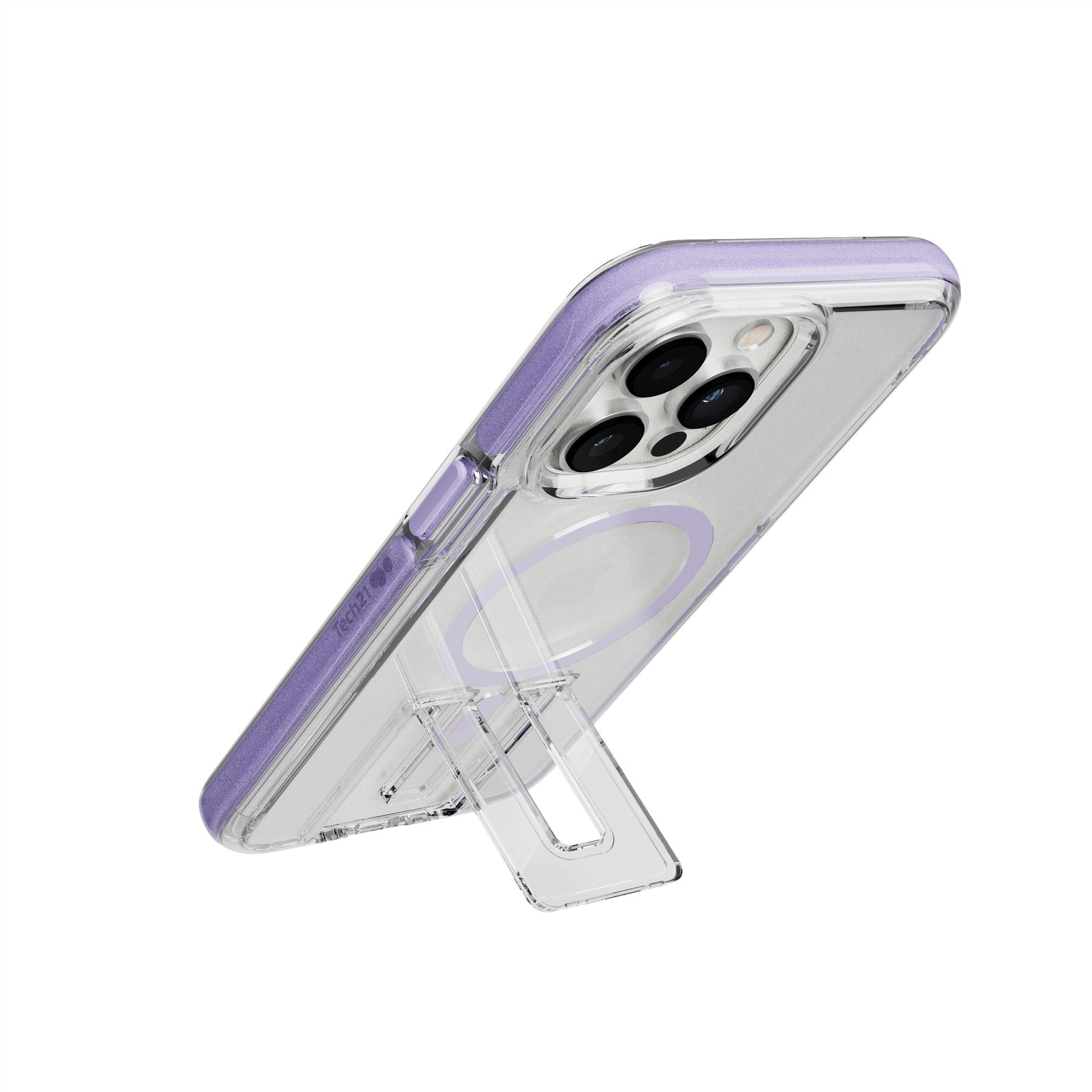 Tech21 EvoCrystal Kick iPhone 14 Pro Max Hülle MagSafe Lilac Ständer