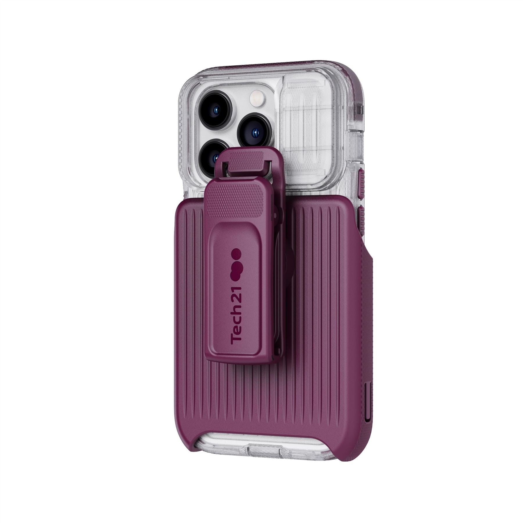 Tech21 EvoMax iPhone 14 Pro Hülle Frosted Purple MagSafe