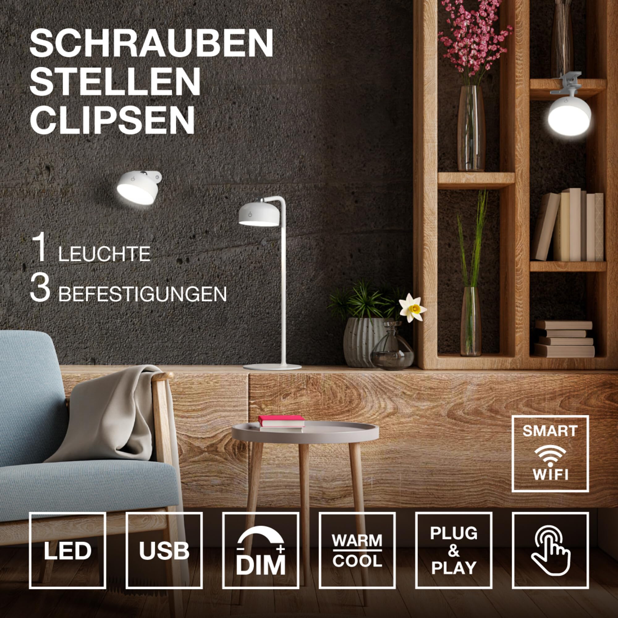 ams OSRAM SMART+ LED Leuchte Akku schwarz Touch