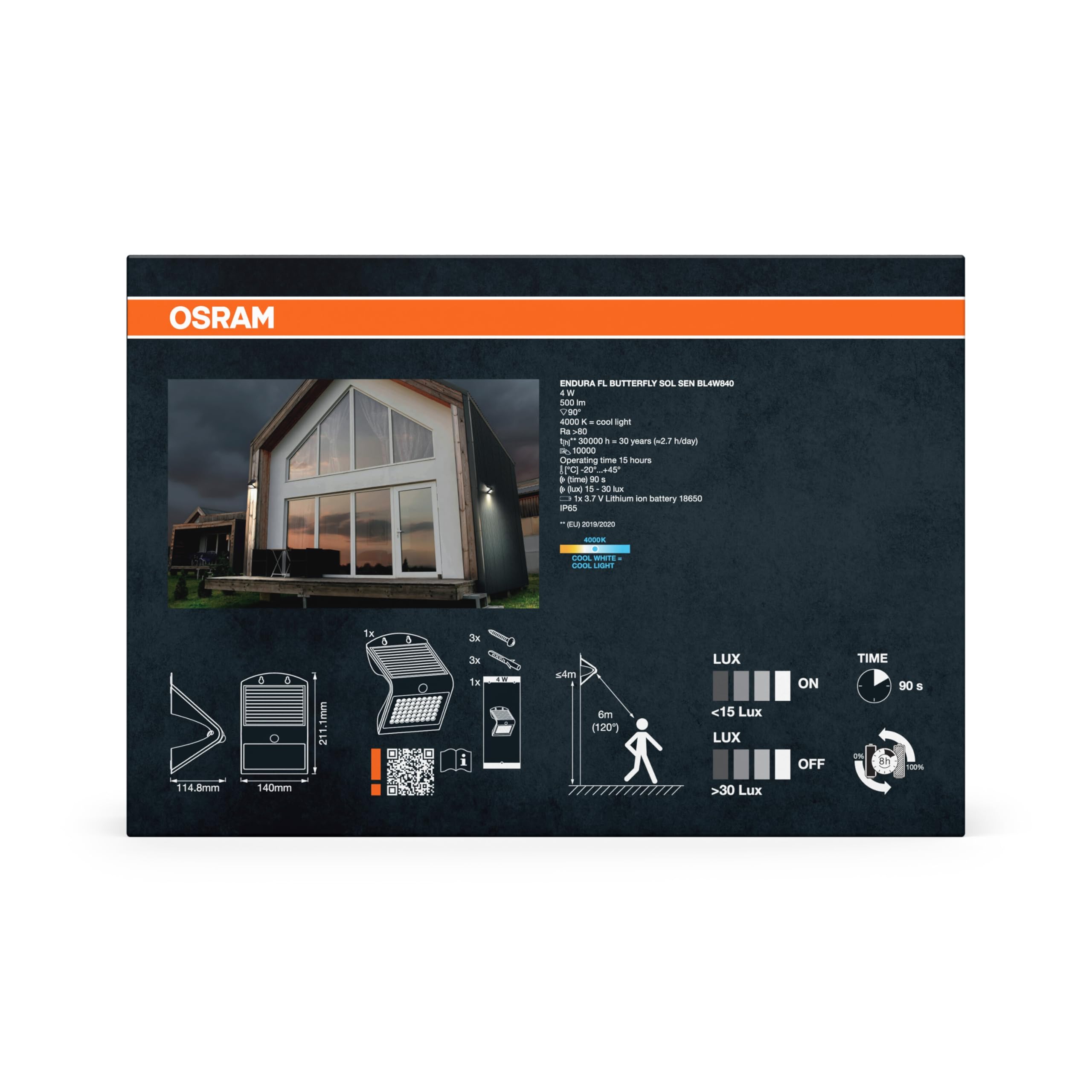 ams OSRAM ENDURA Butterfly Solar-Flutlicht 4W schwarz